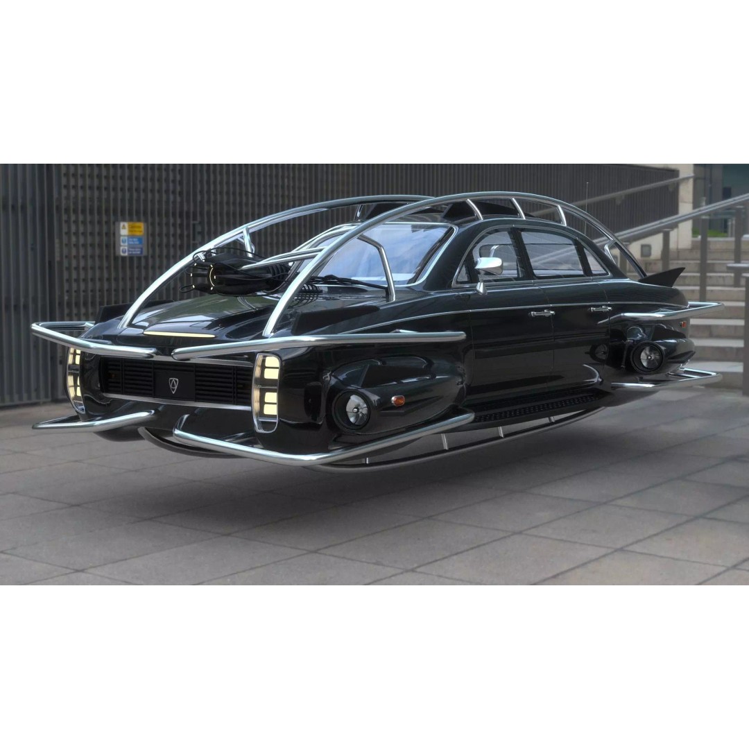Affekta 300 3D Model – Low Poly Cyberpunk Retro Car, Game Ready - View 2