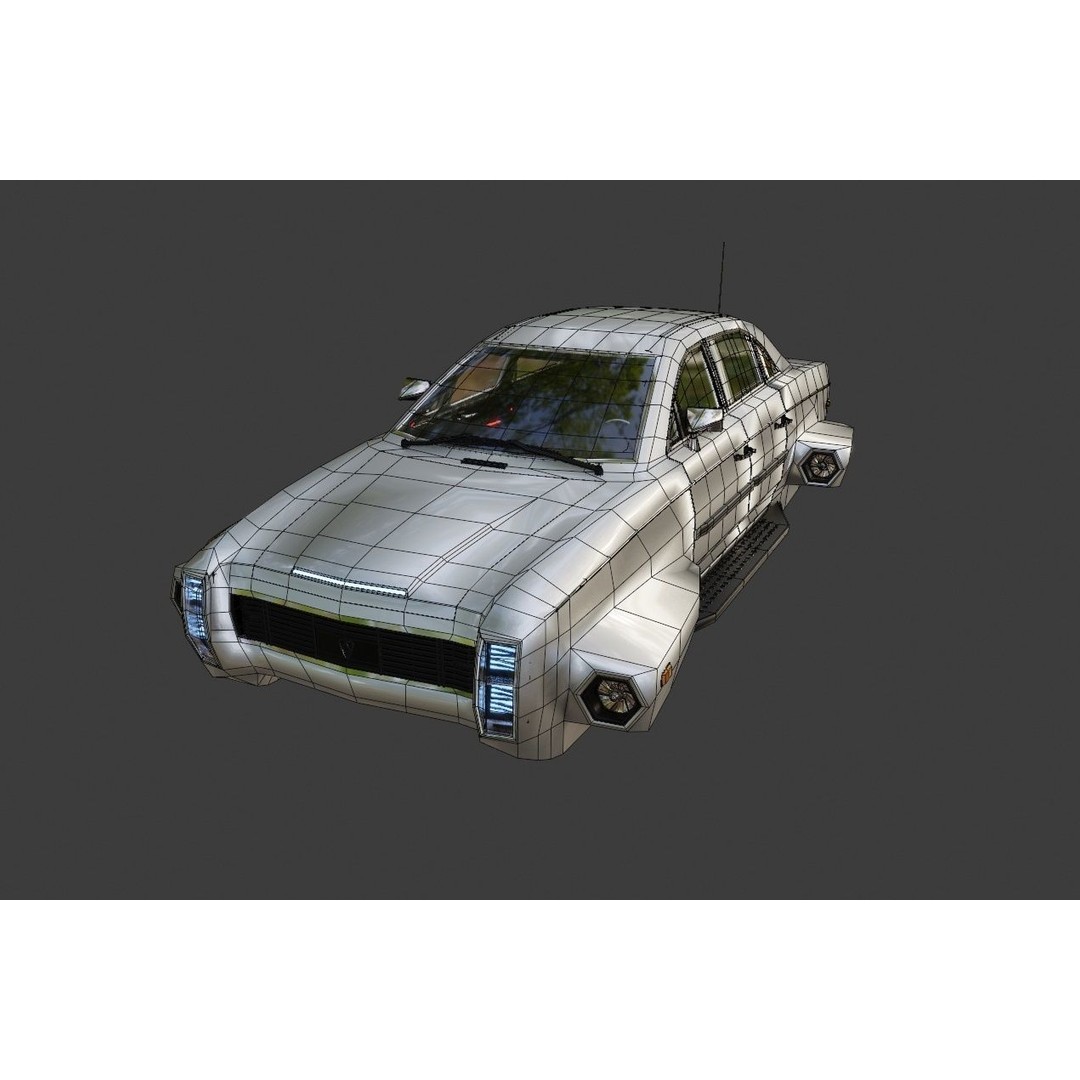 Affekta 300 3D Model – Low Poly Cyberpunk Retro Car, Game Ready - View 21