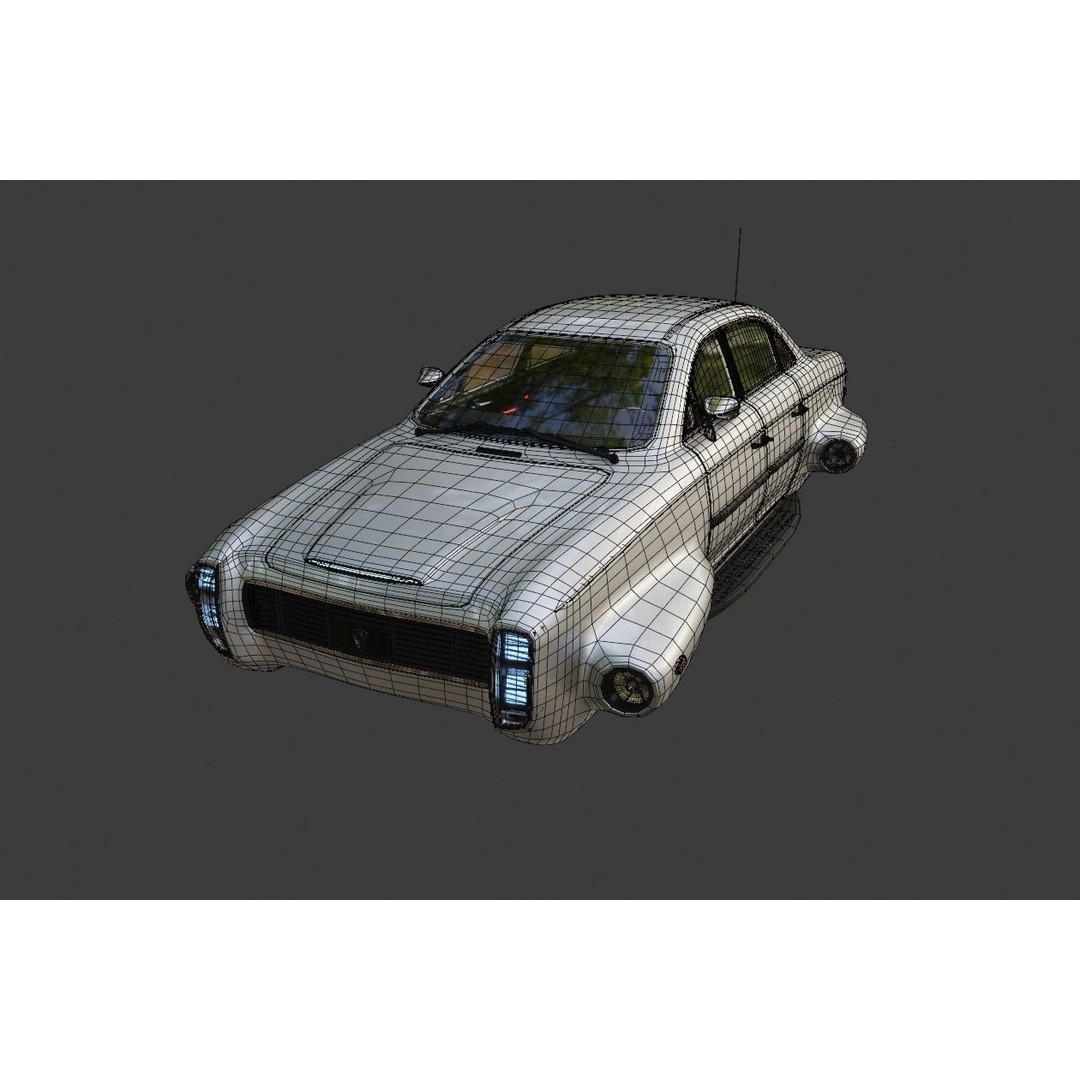 Affekta 300 3D Model – Low Poly Cyberpunk Retro Car, Game Ready - View 22