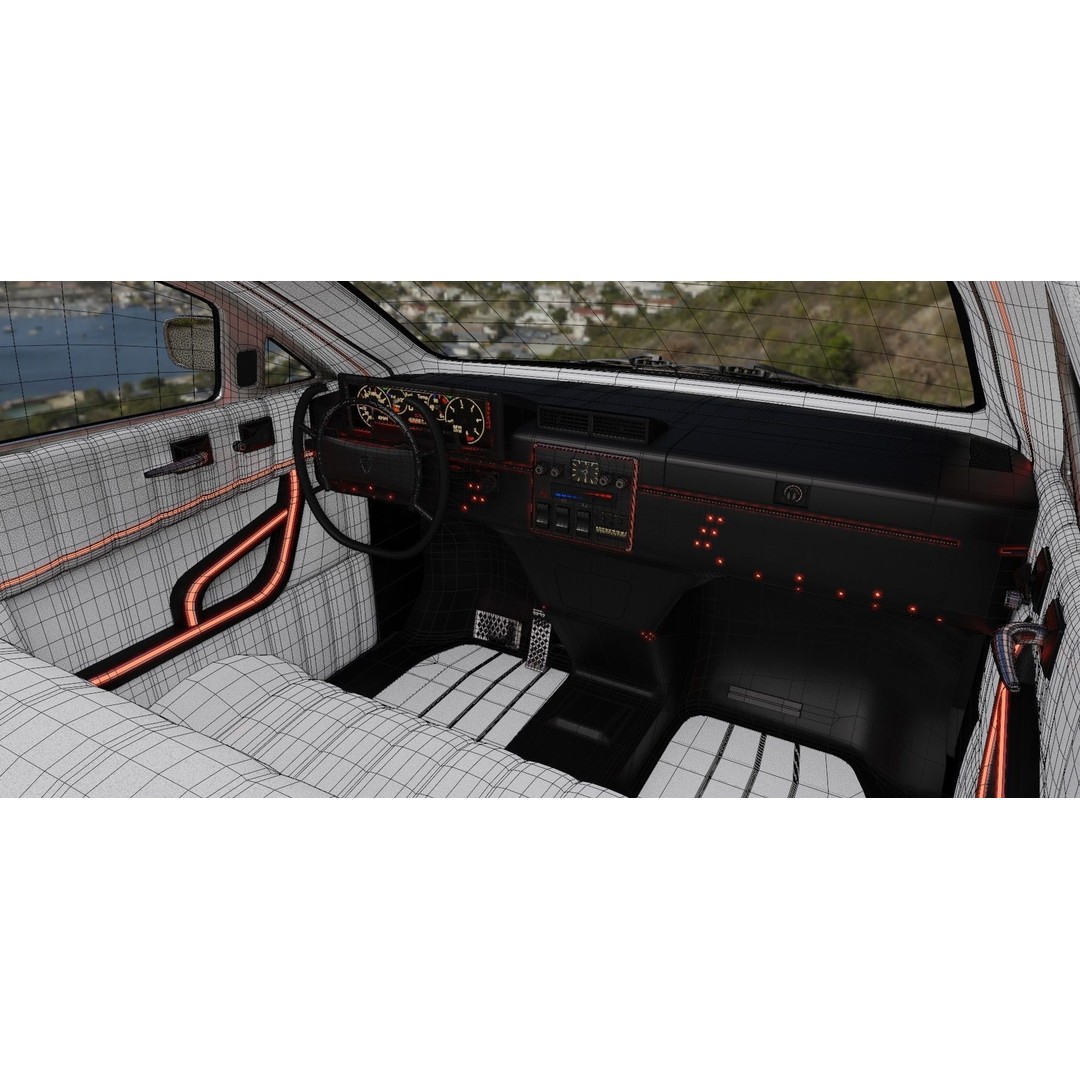 Affekta 300 3D Model – Low Poly Cyberpunk Retro Car, Game Ready - View 25
