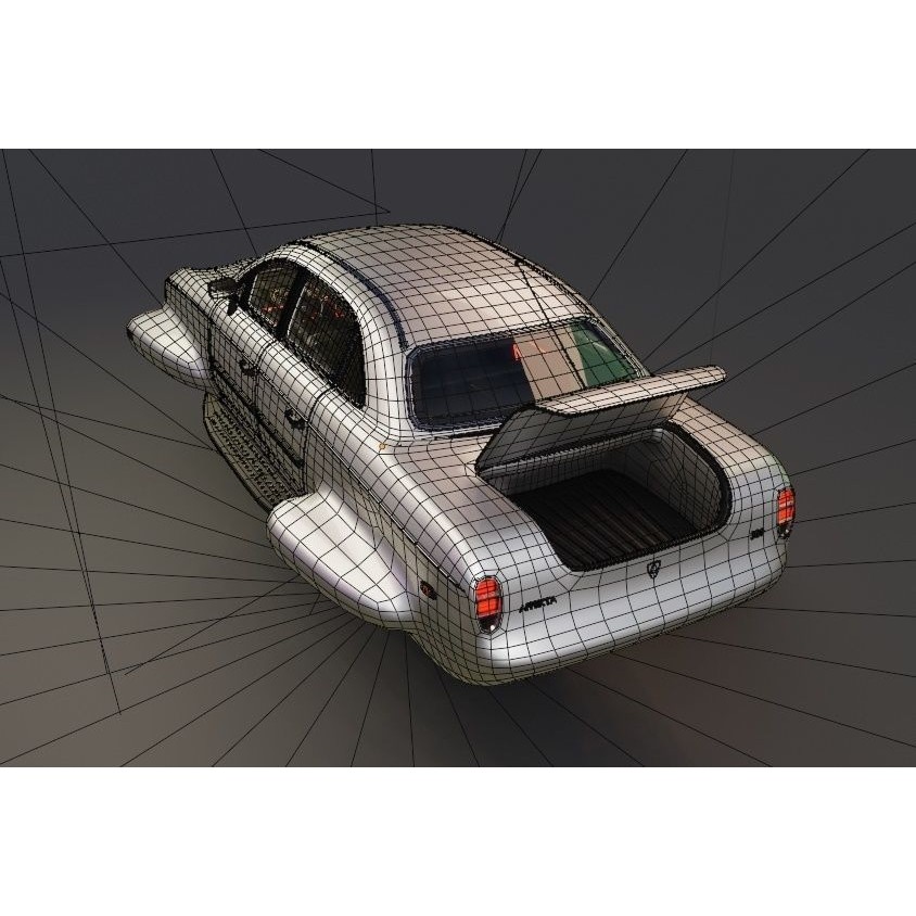Affekta 300 3D Model – Low Poly Cyberpunk Retro Car, Game Ready - View 26