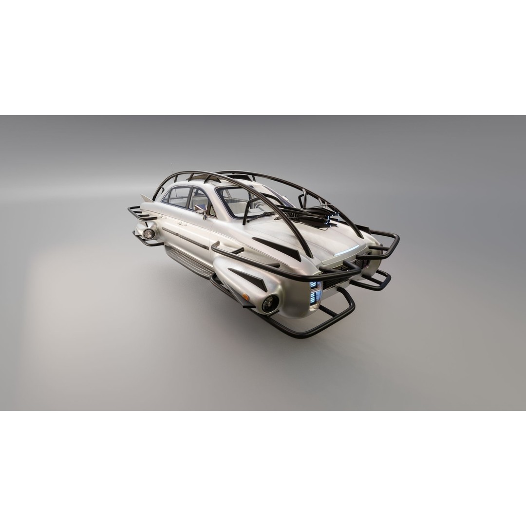 Affekta 300 3D Model – Low Poly Cyberpunk Retro Car, Game Ready - View 4