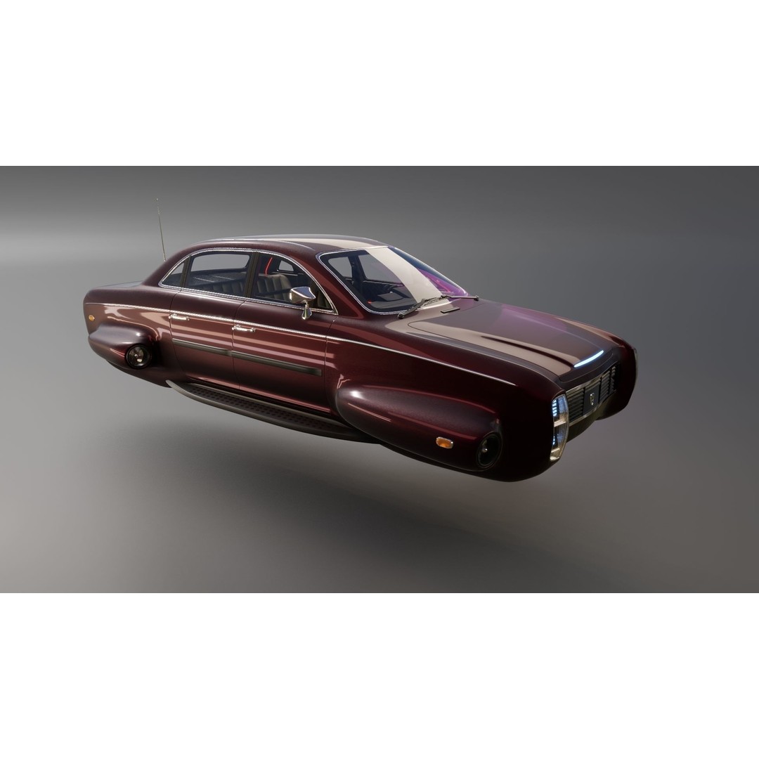 Affekta 300 3D Model – Low Poly Cyberpunk Retro Car, Game Ready - View 5