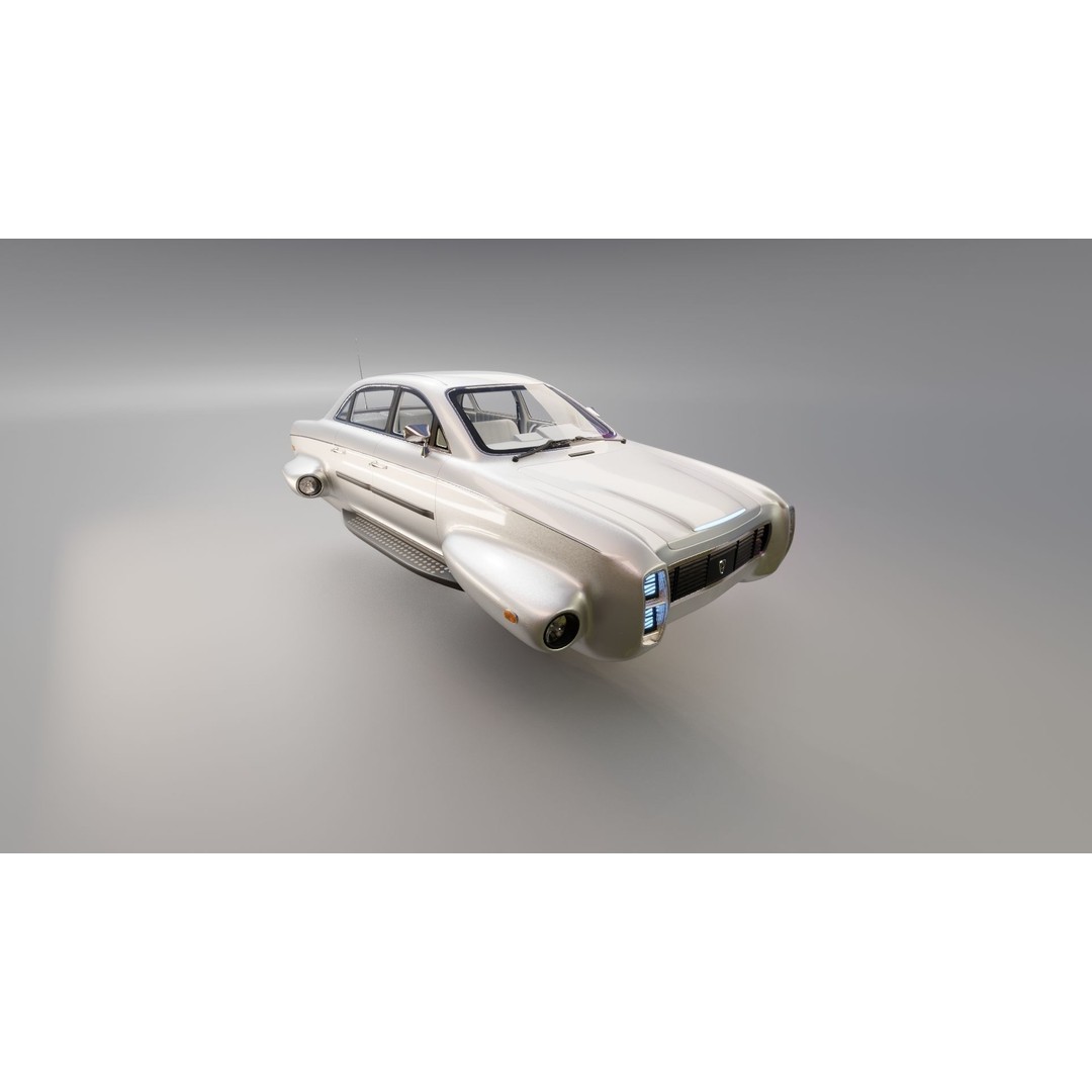 Affekta 300 3D Model – Low Poly Cyberpunk Retro Car, Game Ready - View 8