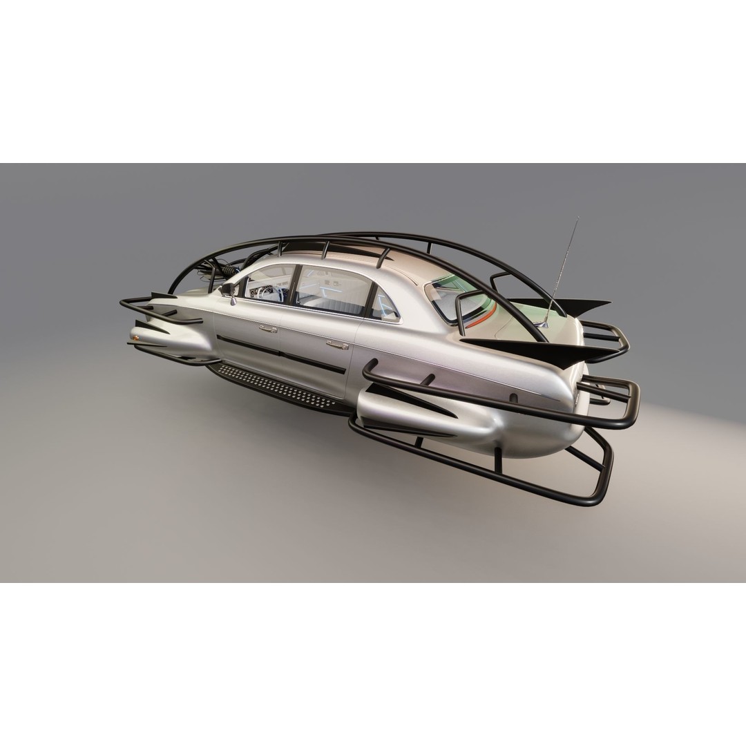 Affekta 300 3D Model – Low Poly Cyberpunk Retro Car, Game Ready - View 9