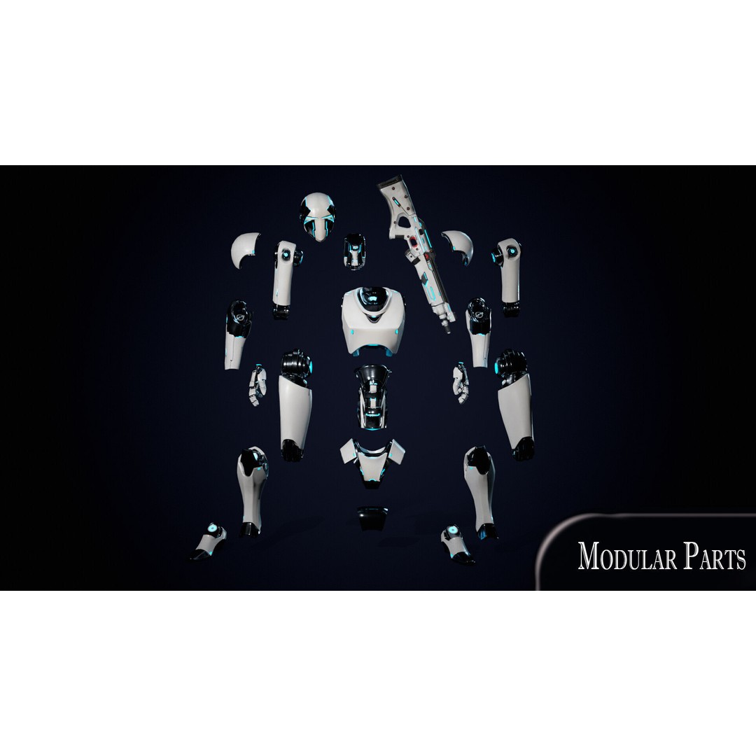 Robot 3D Model – Low Poly Game-Ready Character, FBX, PBR - View 11