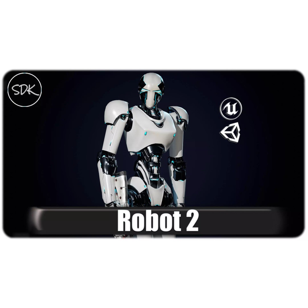 Robot 3D Model – Low Poly Game-Ready Character, FBX, PBR - View 2
