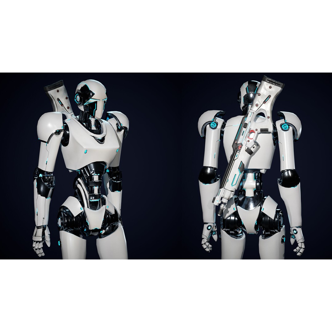 Robot 3D Model – Low Poly Game-Ready Character, FBX, PBR - View 4