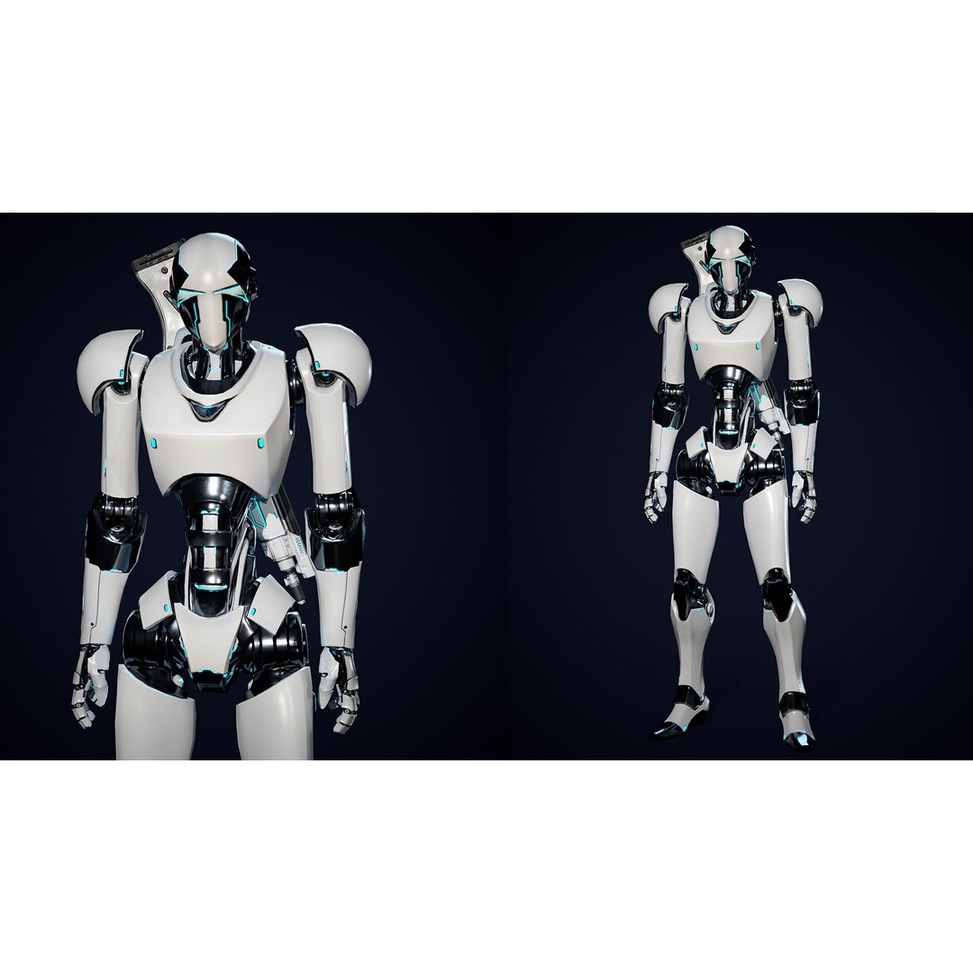 Robot 3D Model – Low Poly Game-Ready Character, FBX, PBR - View 7