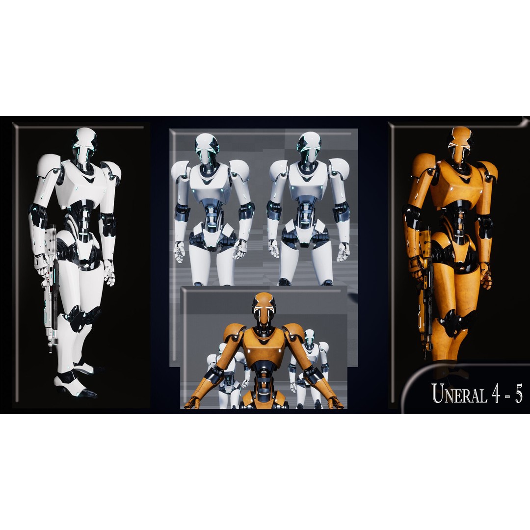 Robot 3D Model – Low Poly Game-Ready Character, FBX, PBR - View 8