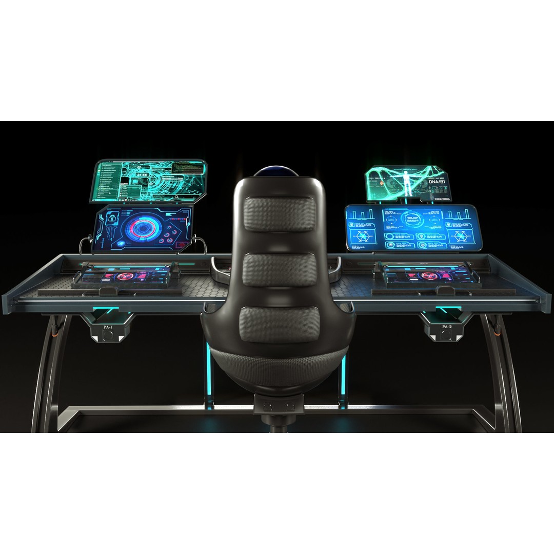 Control Panel Desk 3D Model – PBR Textures, Game Ready, FBX, OBJ - View 11