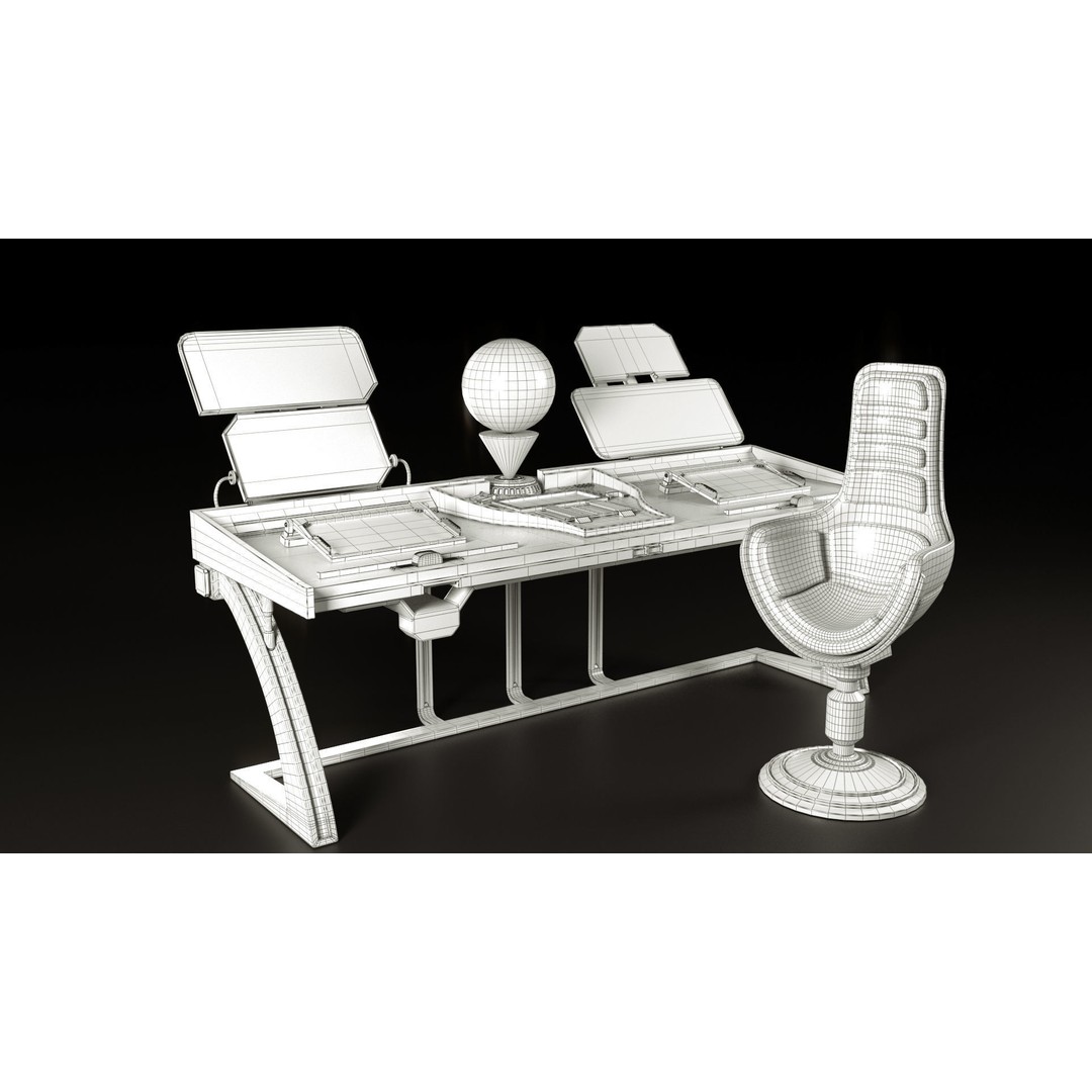 Control Panel Desk 3D Model – PBR Textures, Game Ready, FBX, OBJ - View 12