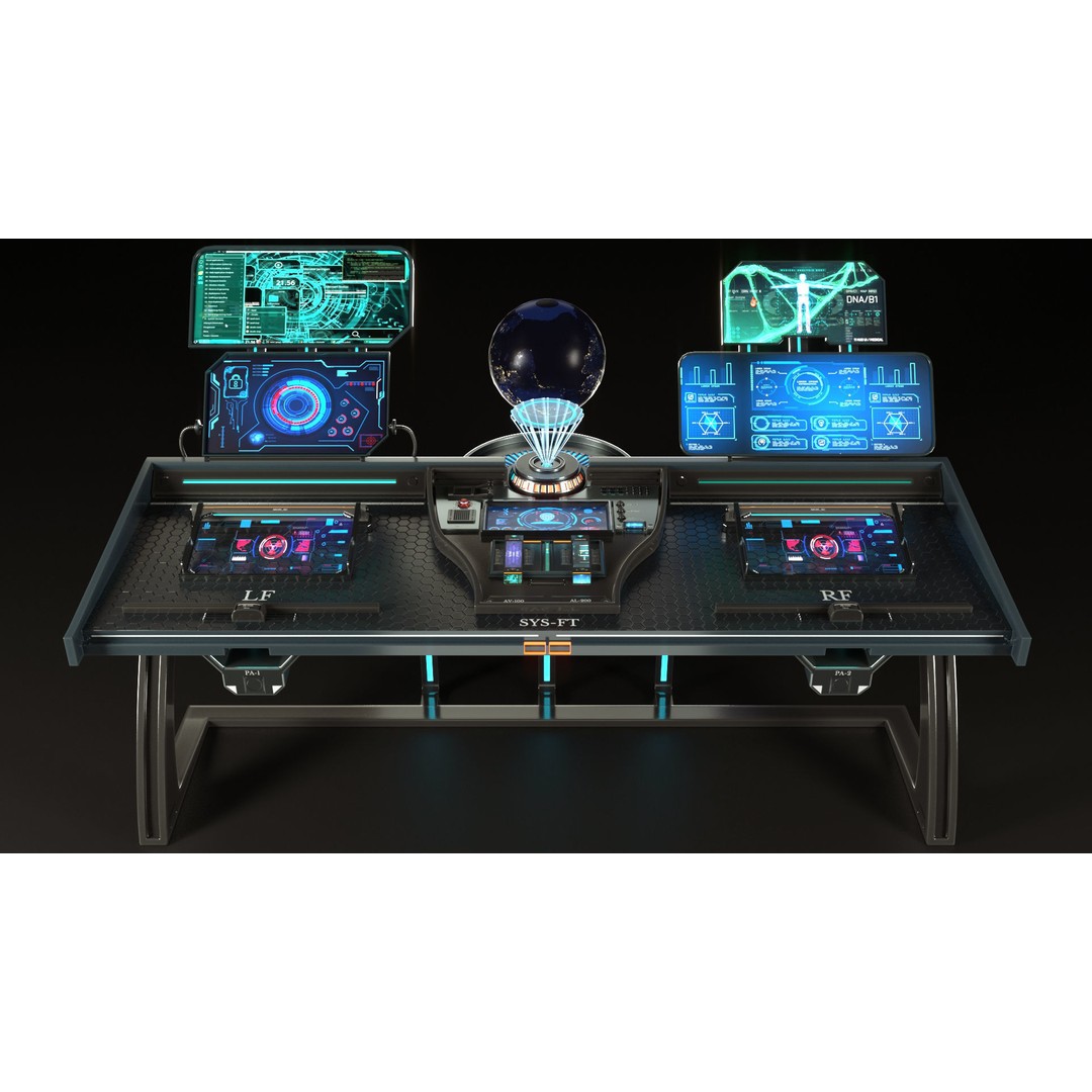 Control Panel Desk 3D Model – PBR Textures, Game Ready, FBX, OBJ - View 4