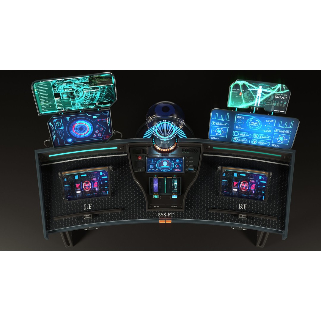 Control Panel Desk 3D Model – PBR Textures, Game Ready, FBX, OBJ - View 6