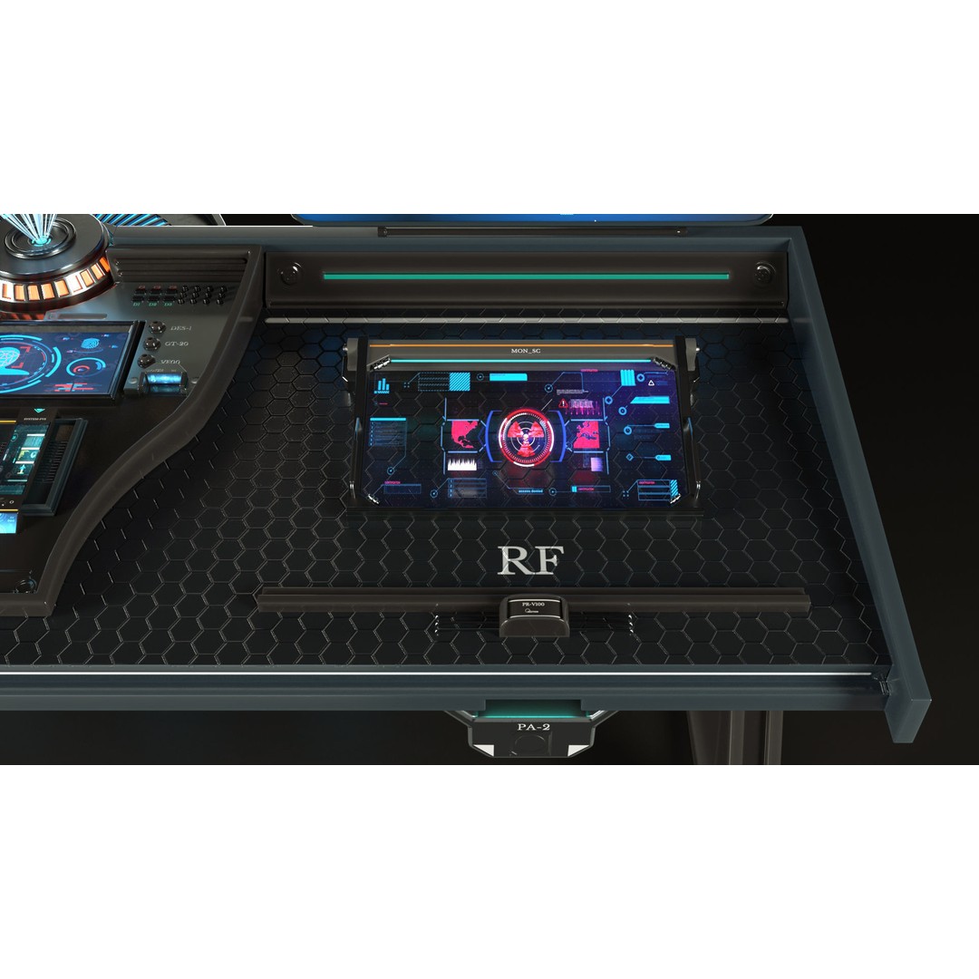 Control Panel Desk 3D Model – PBR Textures, Game Ready, FBX, OBJ - View 8