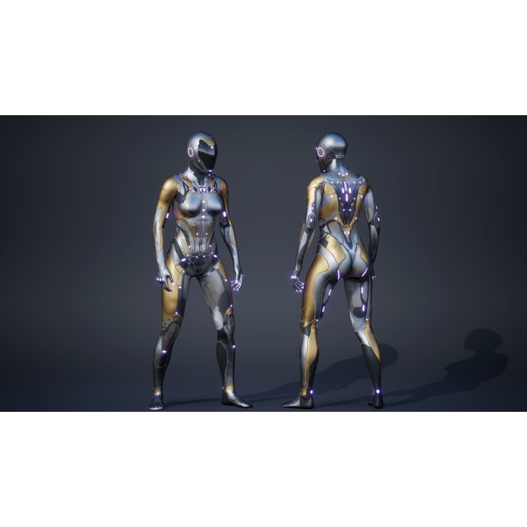 Sci-Fi Female Character 3D Model – Low Poly Rigged PBR for Unreal Engine - View 10