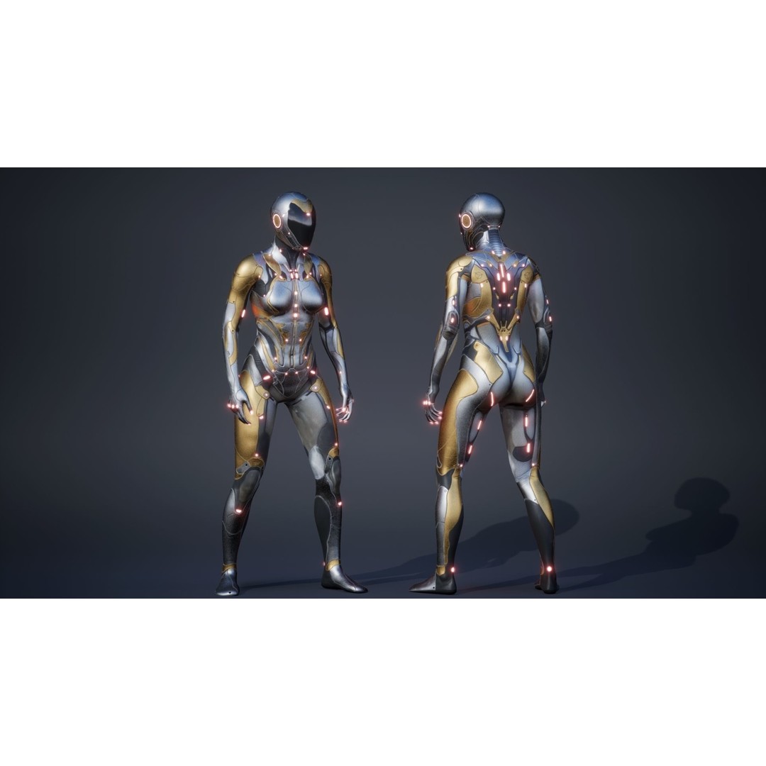 Sci-Fi Female Character 3D Model – Low Poly Rigged PBR for Unreal Engine - View 11