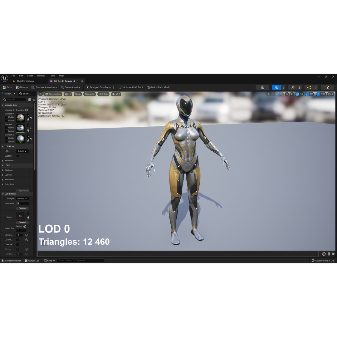 Sci-Fi Female Character 3D Model – Low Poly Rigged PBR for Unreal Engine - View 14