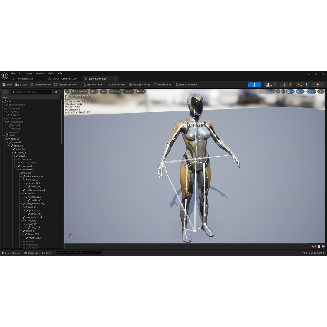 Sci-Fi Female Character 3D Model – Low Poly Rigged PBR for Unreal Engine - View 17