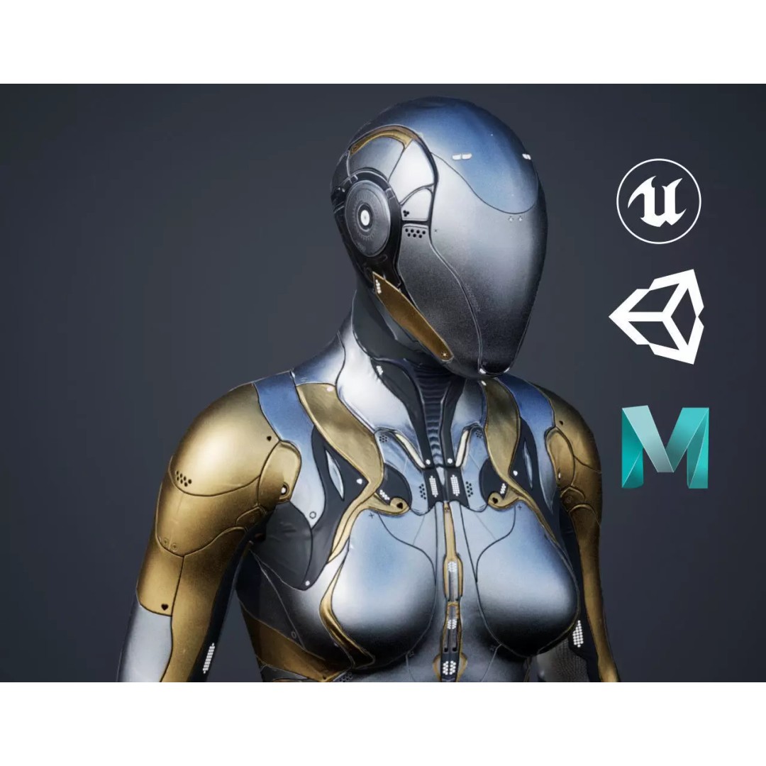 Sci-Fi Female Character 3D Model – Low Poly Rigged PBR for Unreal Engine - View 2