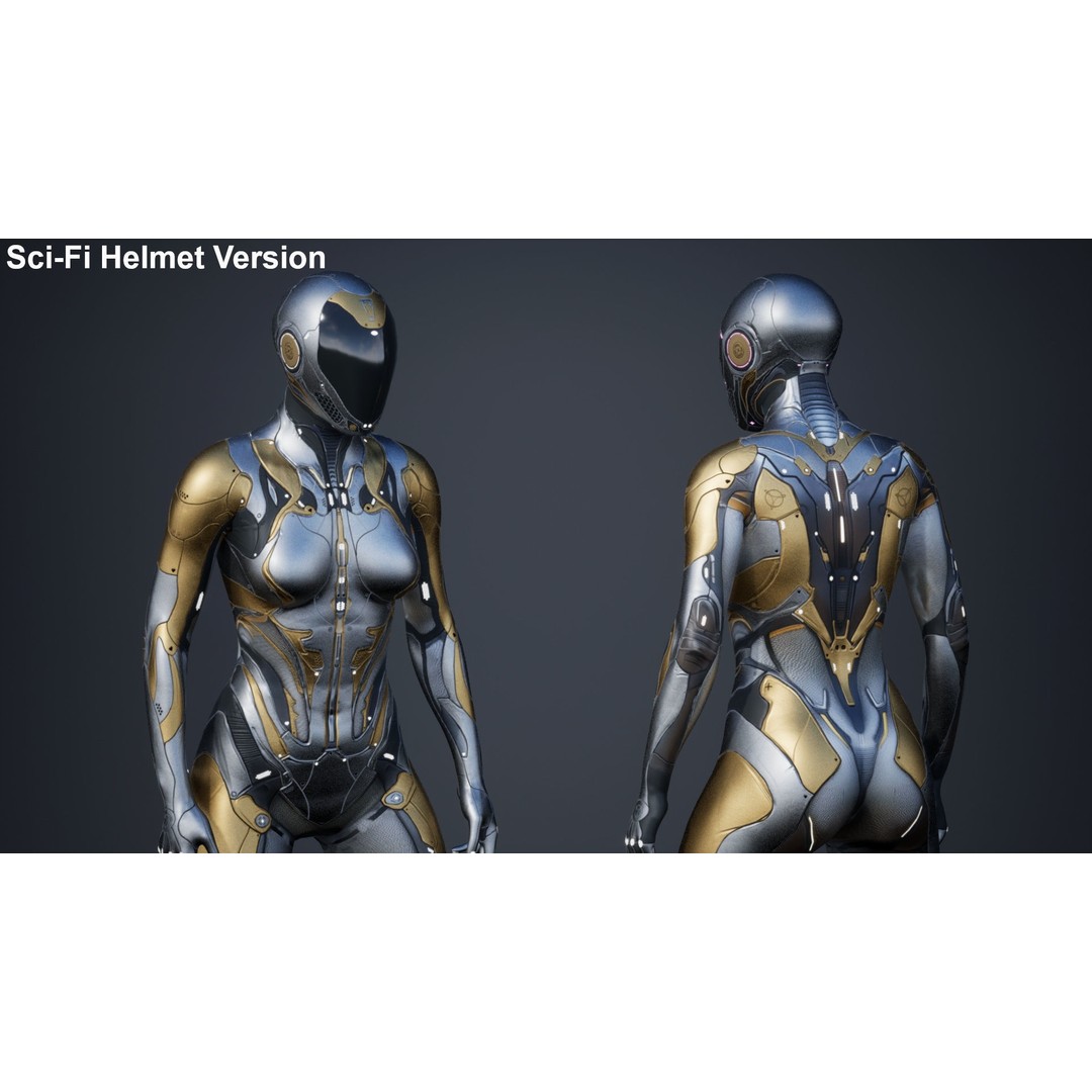 Sci-Fi Female Character 3D Model – Low Poly Rigged PBR for Unreal Engine - View 4