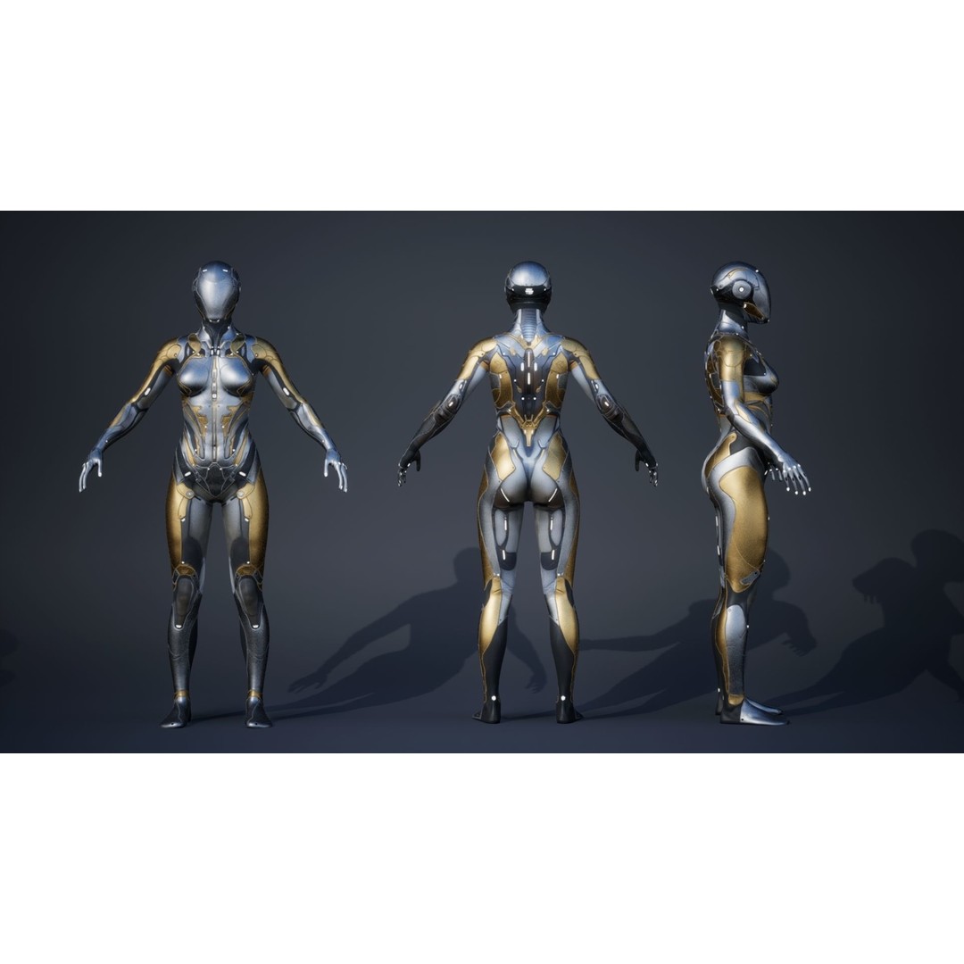 Sci-Fi Female Character 3D Model – Low Poly Rigged PBR for Unreal Engine - View 6