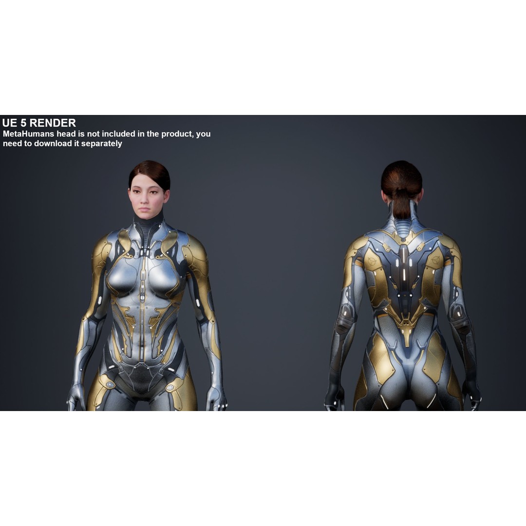 Sci-Fi Female Character 3D Model – Low Poly Rigged PBR for Unreal Engine - View 7