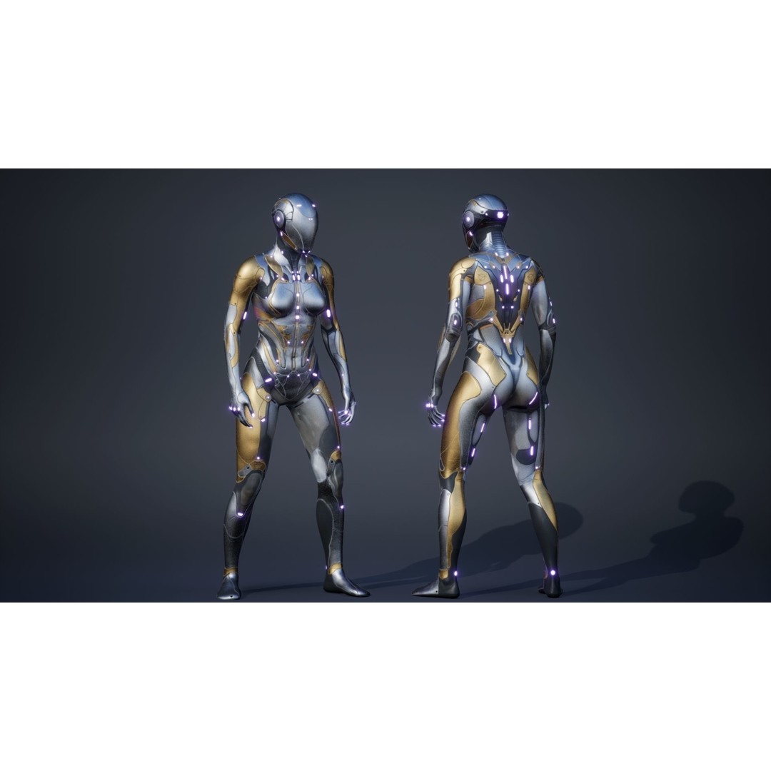 Sci-Fi Female Character 3D Model – Low Poly Rigged PBR for Unreal Engine - View 9