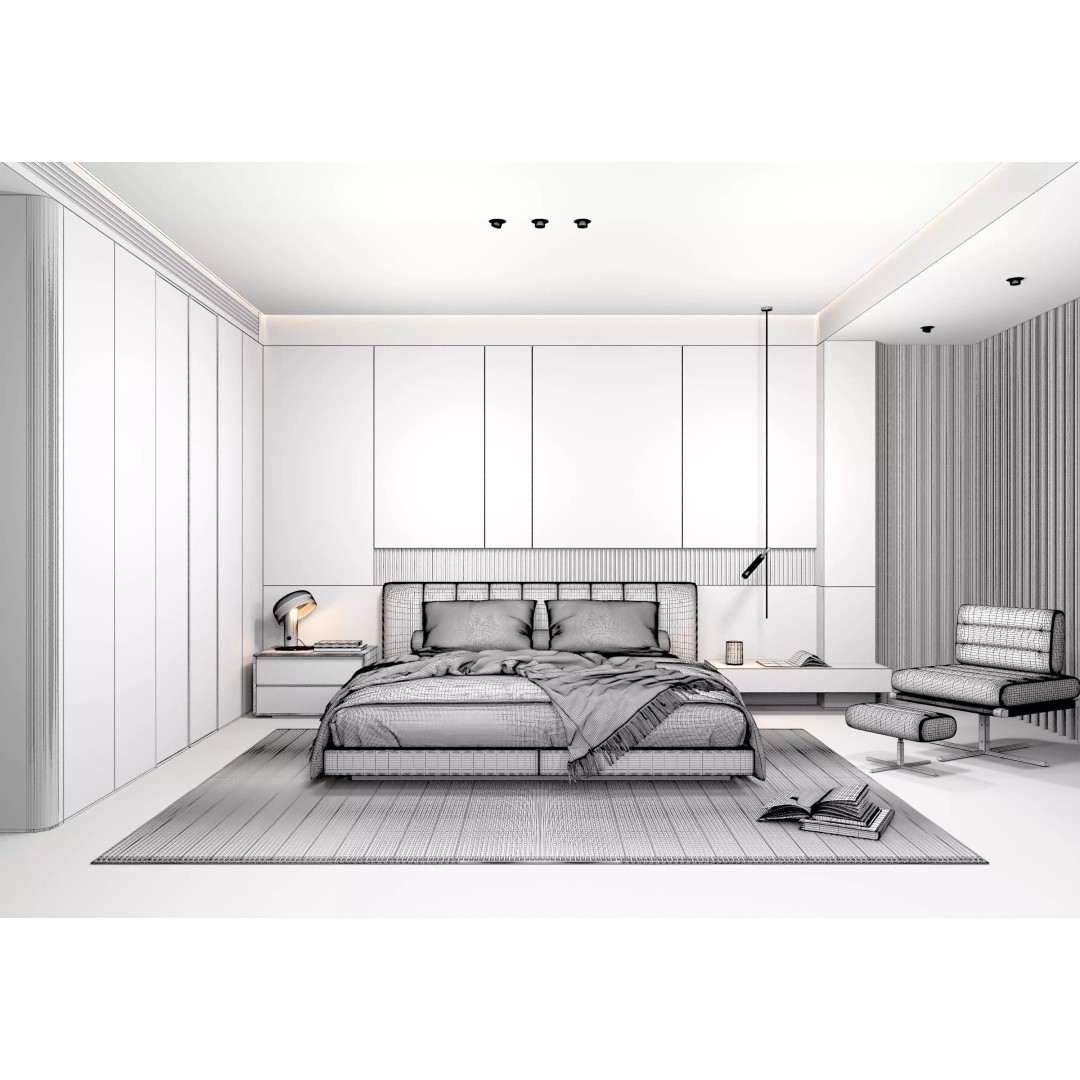 Bedroom Interior 3D Model – Modern Furnishing Design, FBX & OBJ Formats - View 11