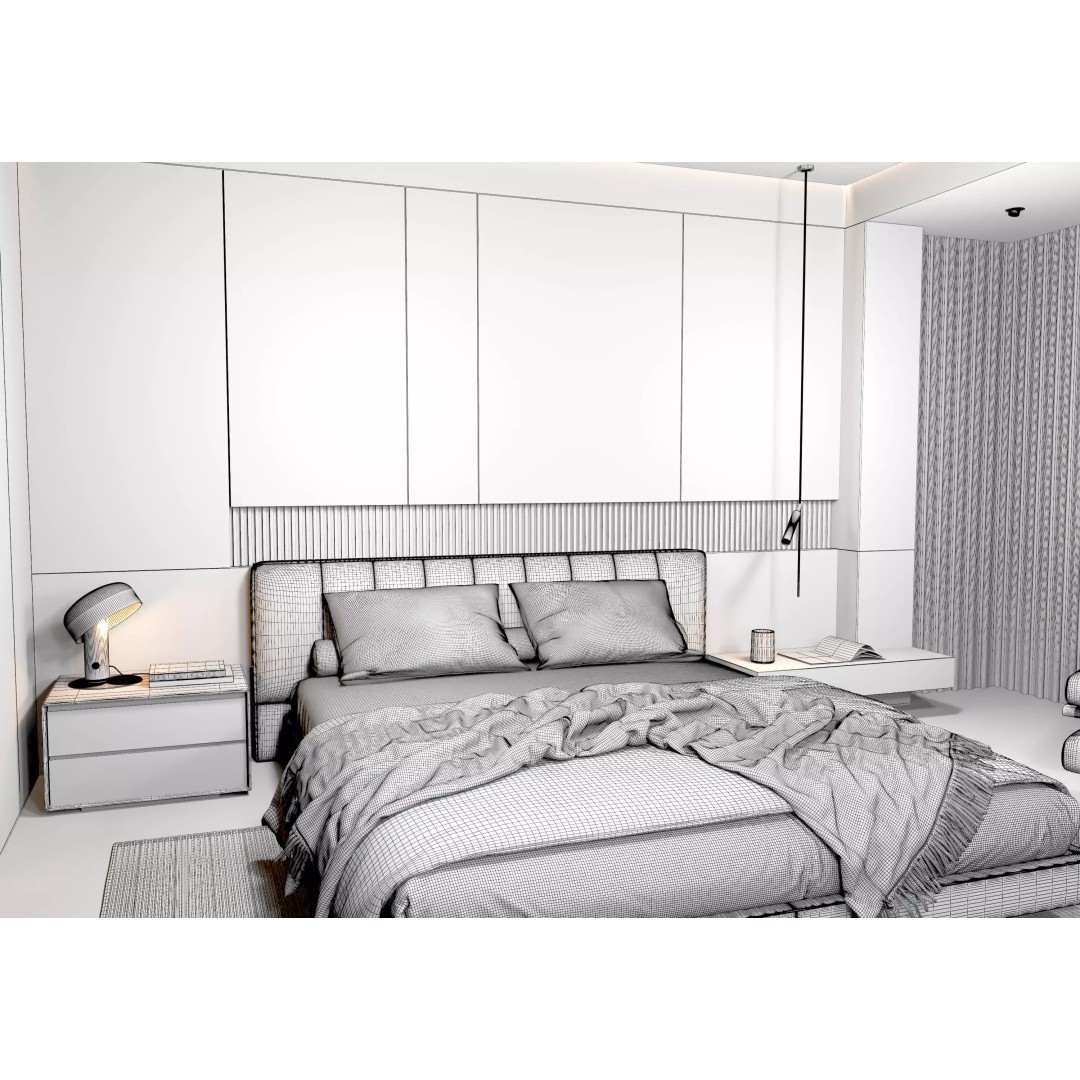 Bedroom Interior 3D Model – Modern Furnishing Design, FBX & OBJ Formats - View 12