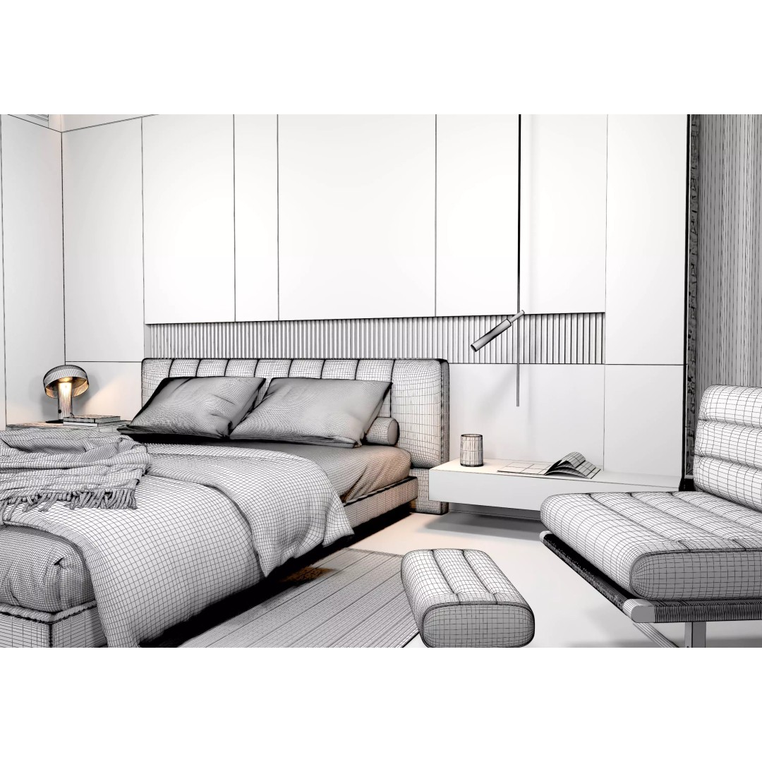 Bedroom Interior 3D Model – Modern Furnishing Design, FBX & OBJ Formats - View 13