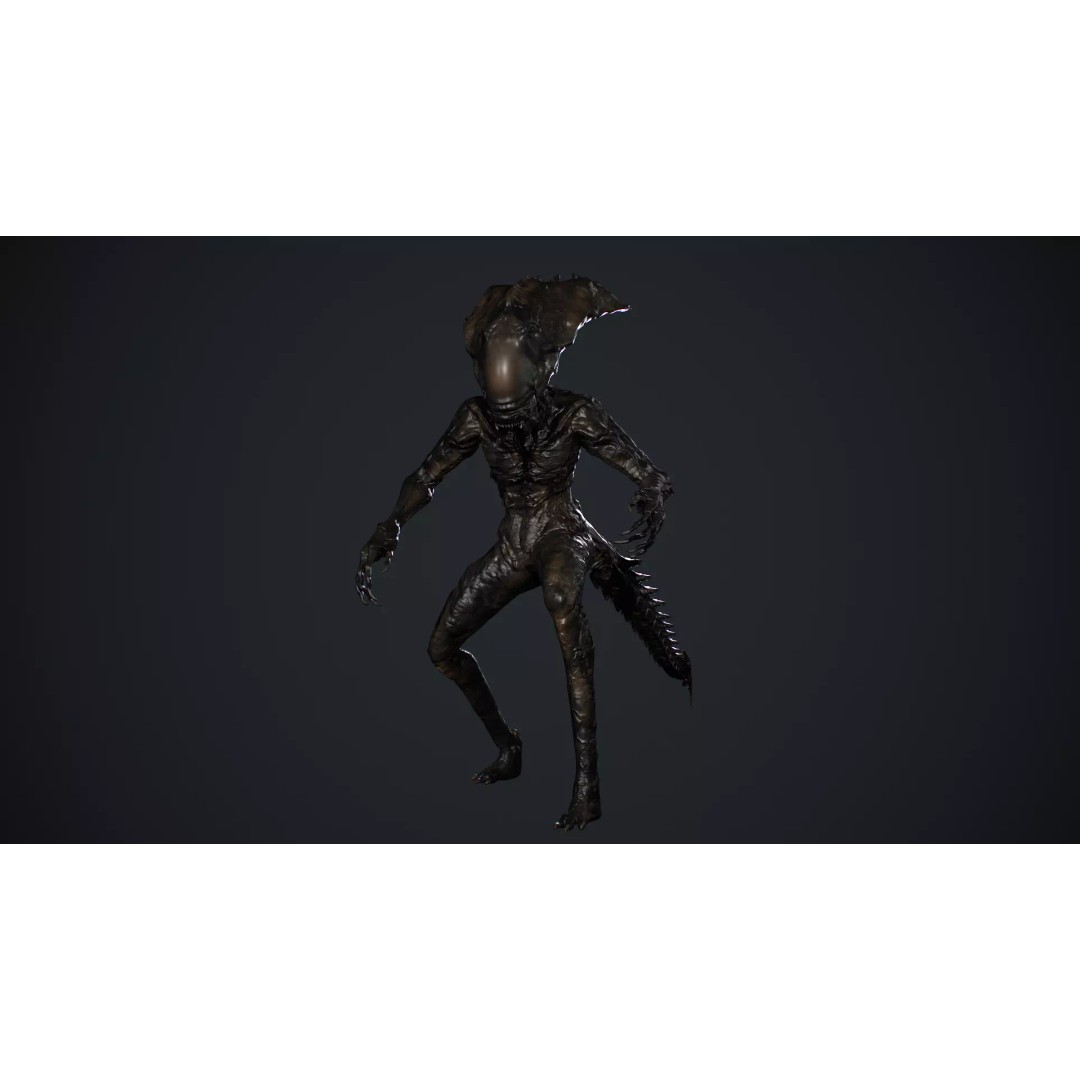 Alien Monster 5 3D Model – Low Poly Rigged Creature with PBR Textures - View 11