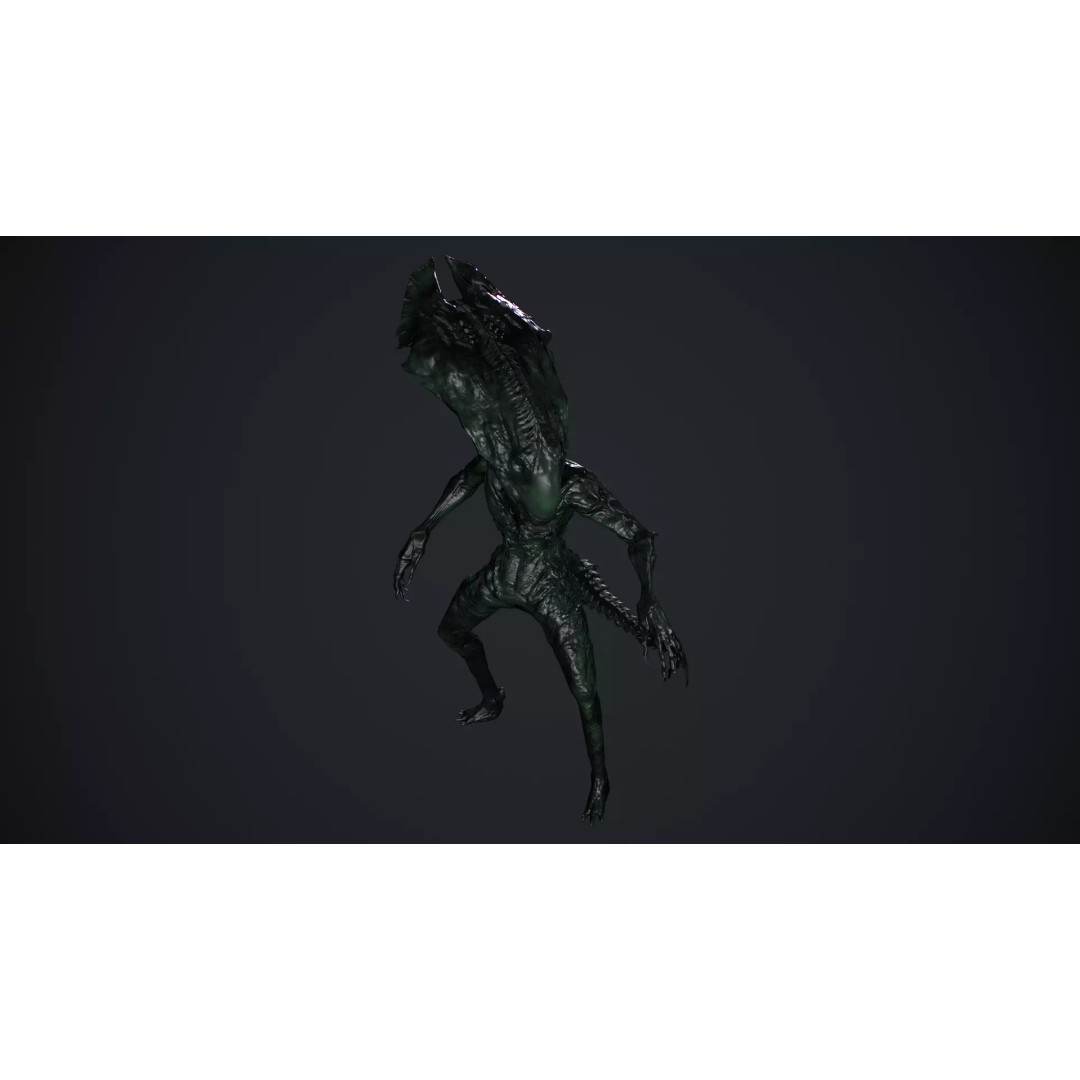 Alien Monster 5 3D Model – Low Poly Rigged Creature with PBR Textures - View 14