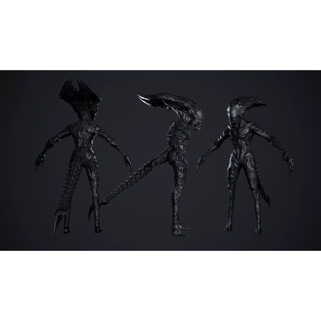 Alien Monster 5 3D Model – Low Poly Rigged Creature with PBR Textures - View 5