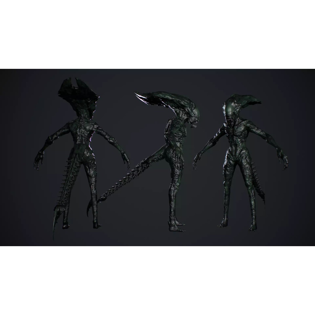 Alien Monster 5 3D Model – Low Poly Rigged Creature with PBR Textures - View 6
