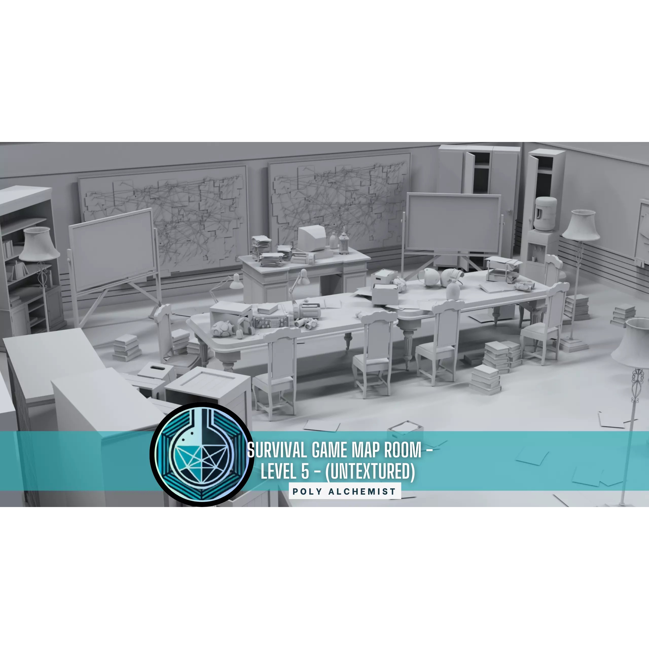 Survival Game Map Room Level 5 - Low-Poly Game-Ready 3D Model - View 2