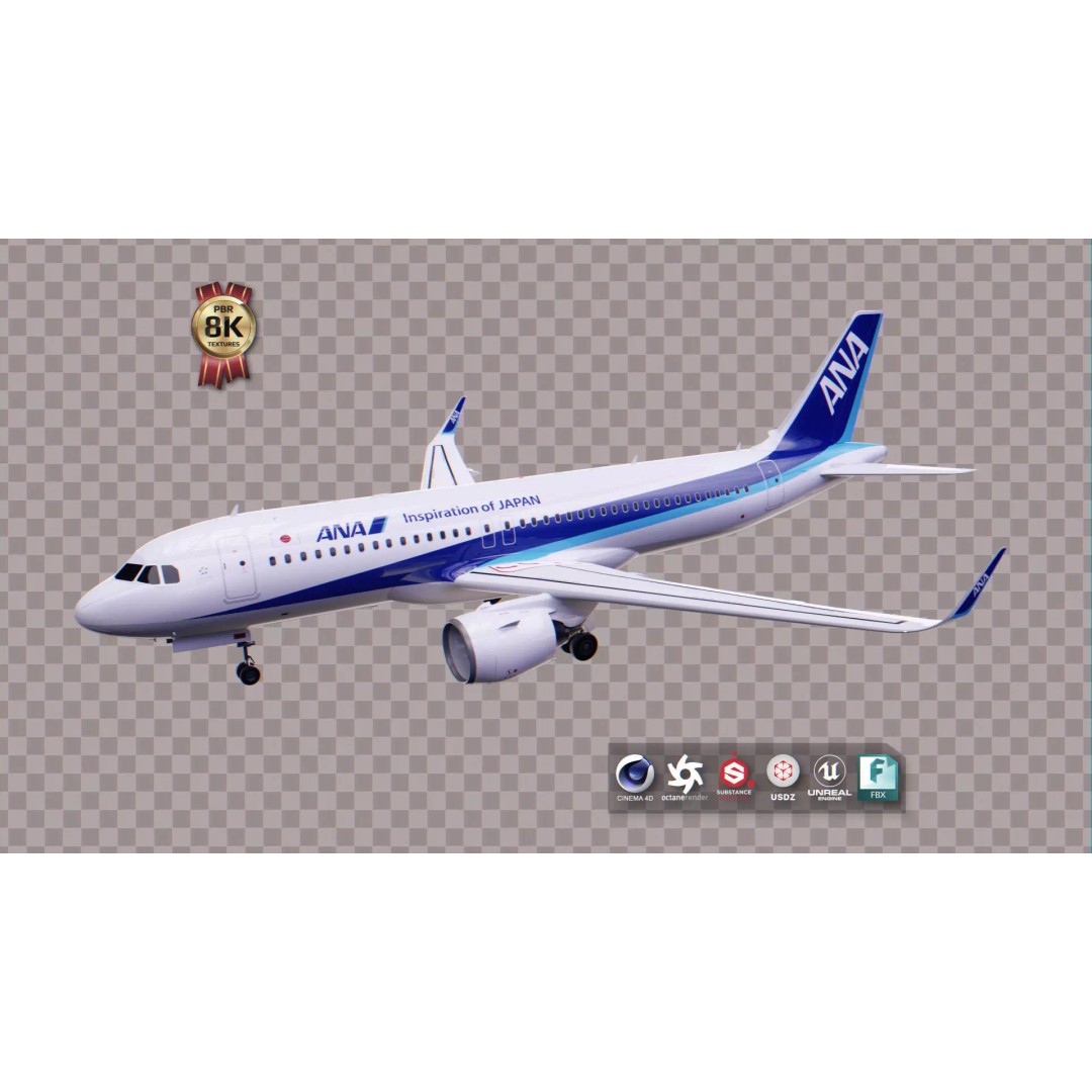Airbus A320 Neo 3D Model – Low Poly Airliner with Rigged Liveries, FBX - View 2