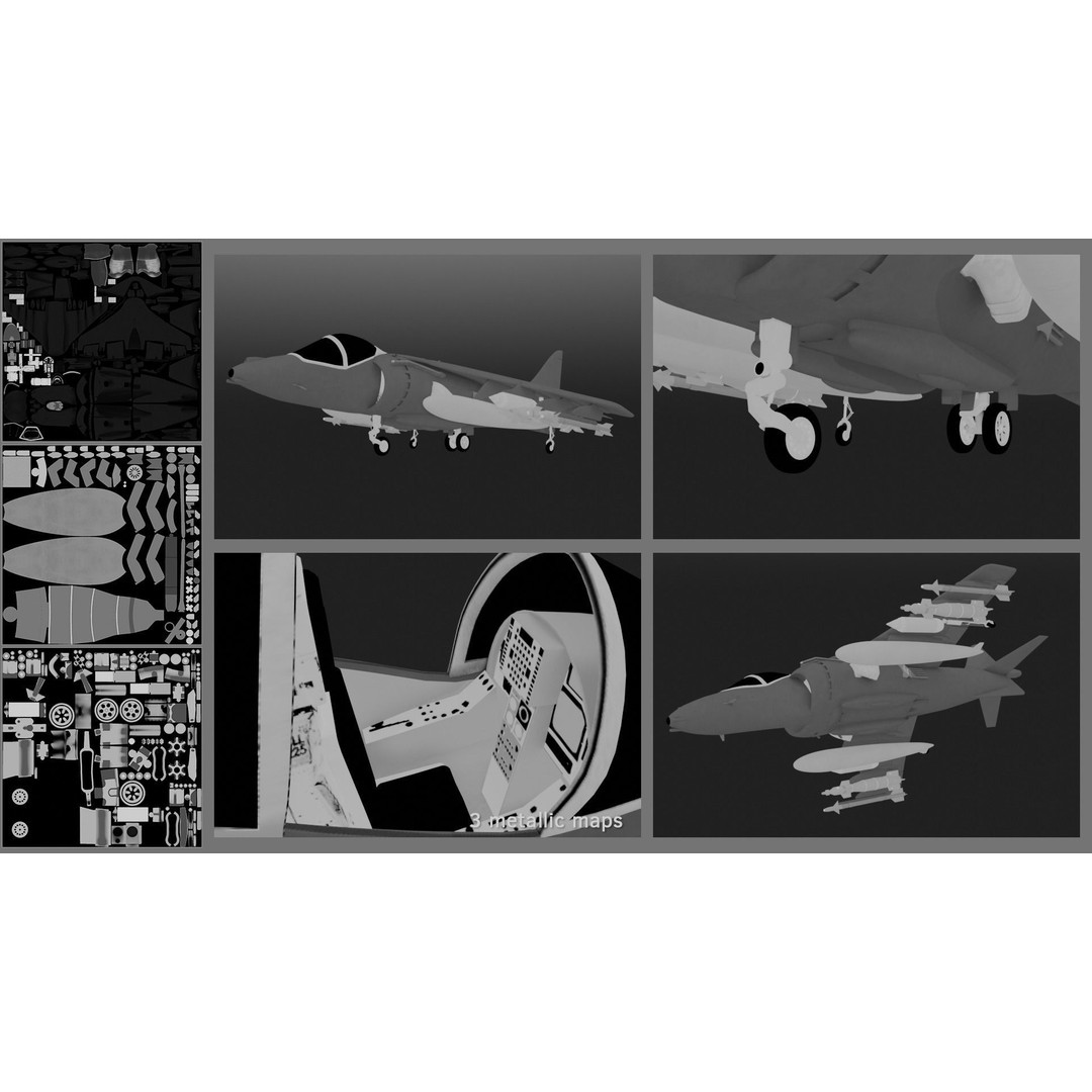 BAe Harrier II GR9 3D Model – Detailed Rigged Aircraft, FBX - View 5