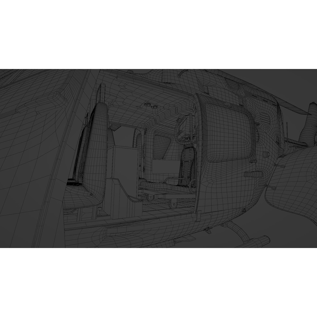 Eurocopter EC135 3D Model – Rescue Helicopter, PBR Textures, FBX