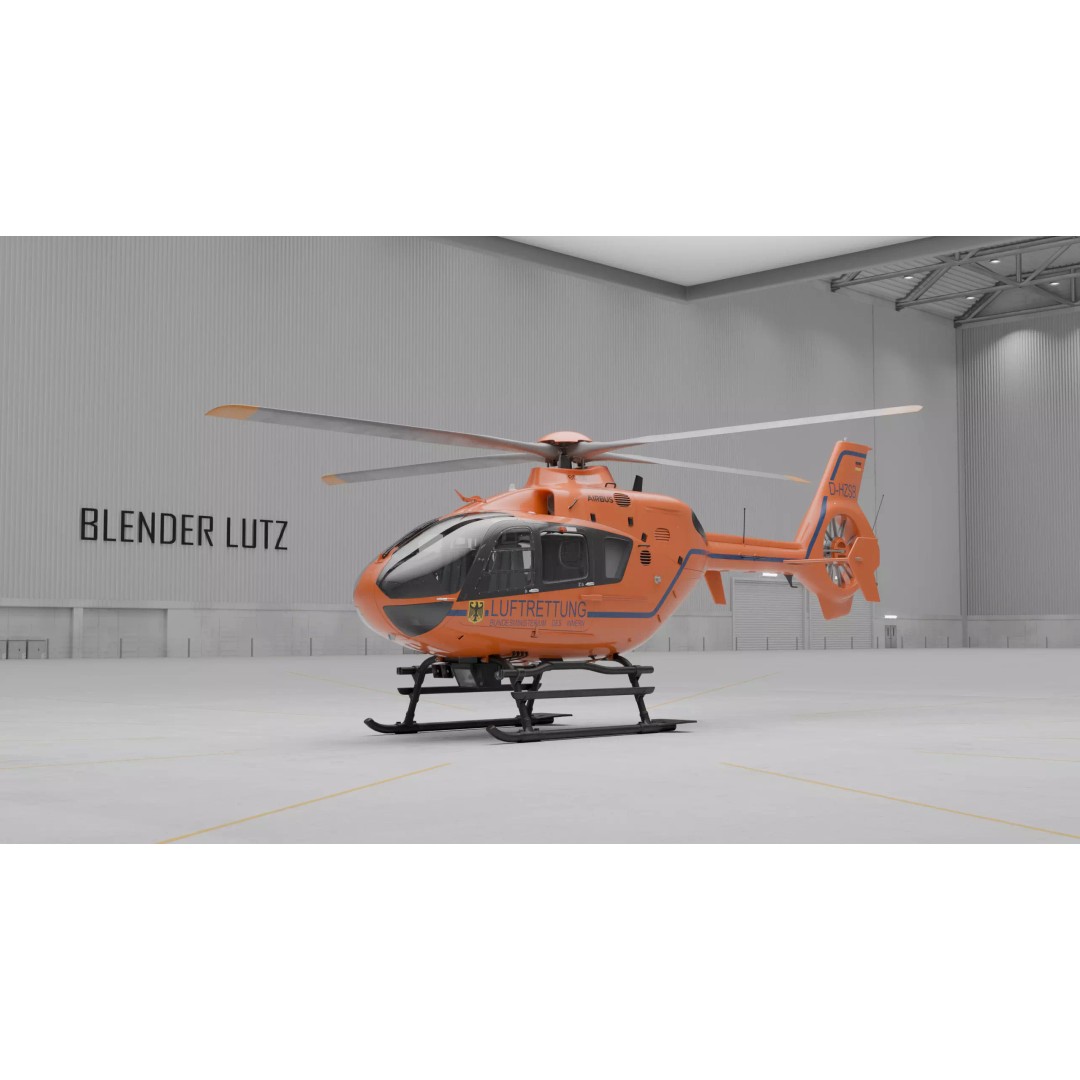 Eurocopter EC135 3D Model – Rescue Helicopter, PBR Textures, FBX - View 2