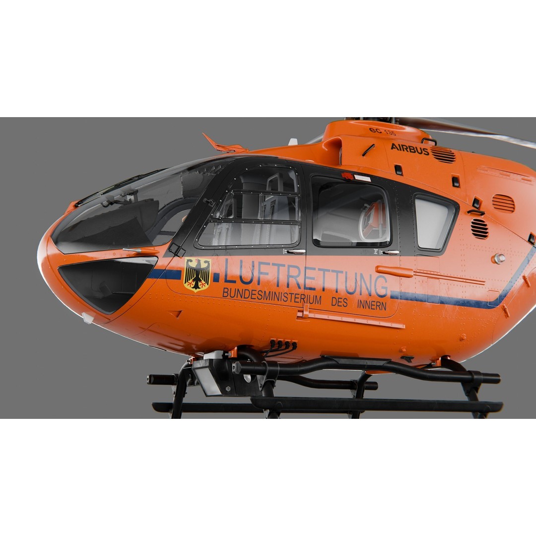Eurocopter EC135 3D Model – Rescue Helicopter, PBR Textures, FBX - View 6