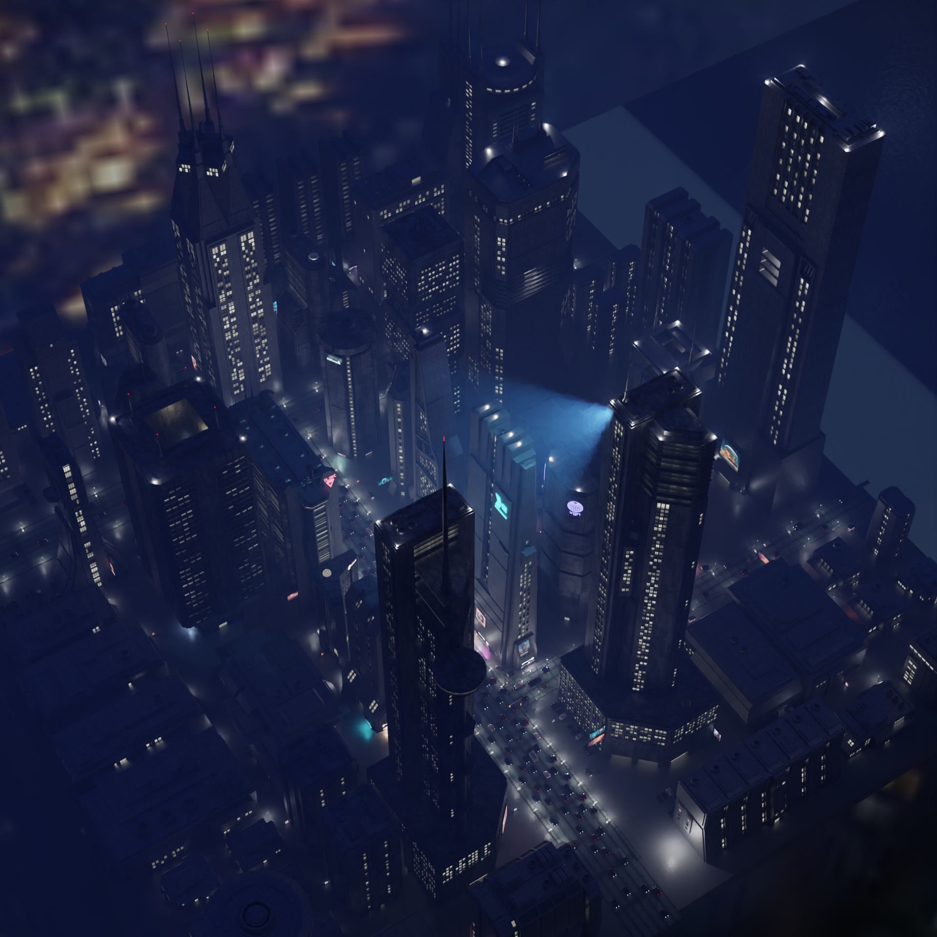 Cyberpunk City Scene - Game-Ready 3D Model - View 10