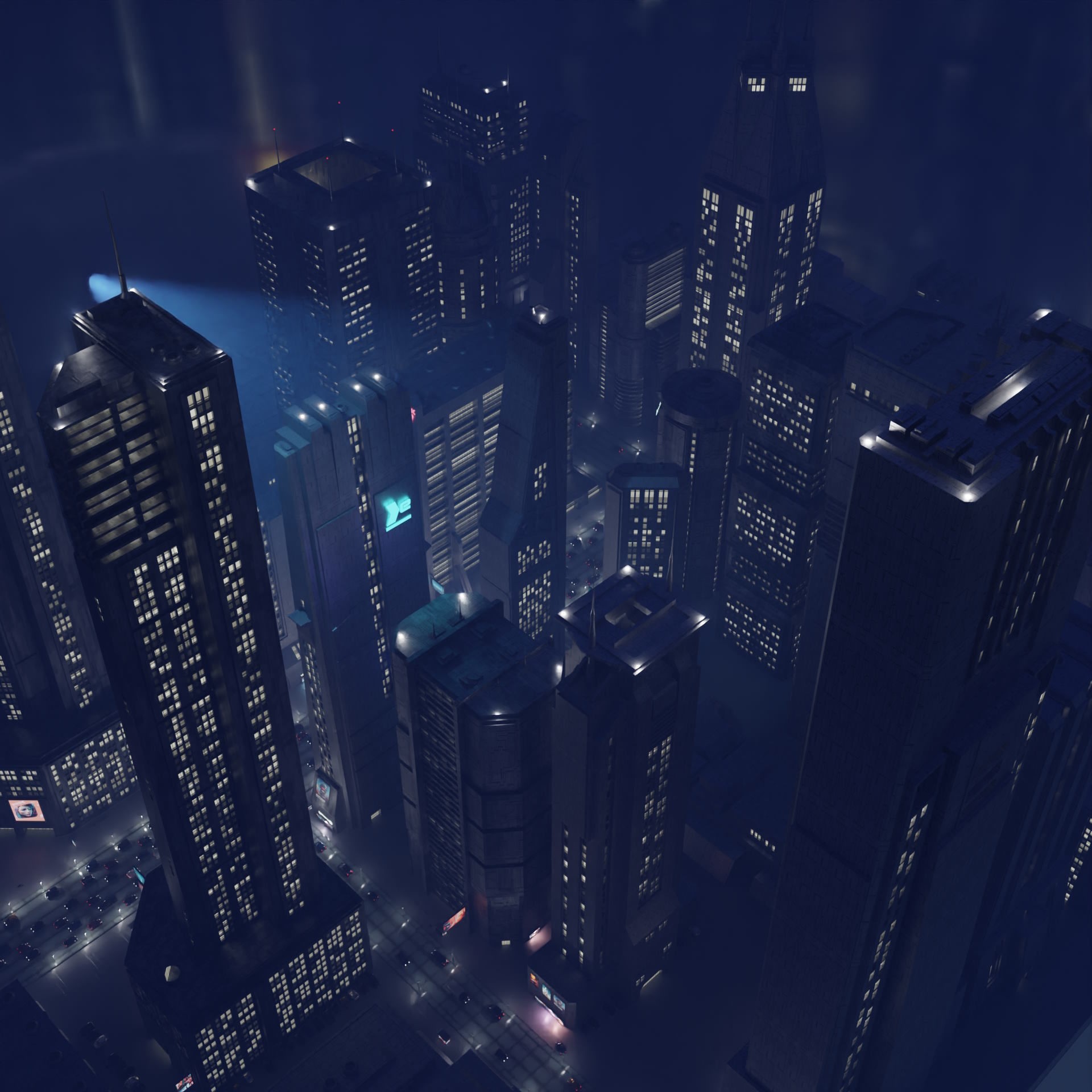Cyberpunk City Scene - Game-Ready 3D Model - View 4