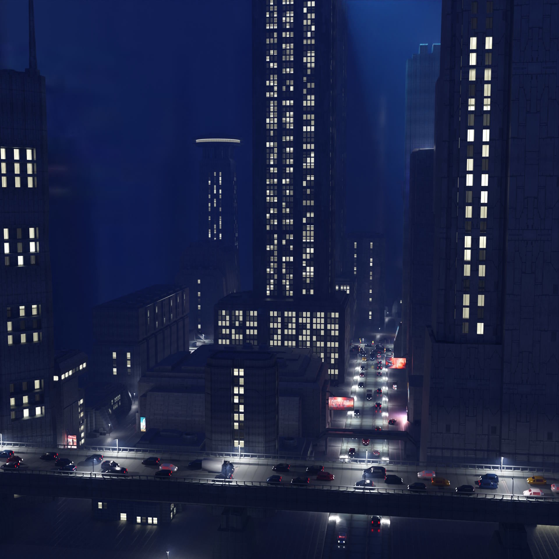 Cyberpunk City Scene - Game-Ready 3D Model - View 8