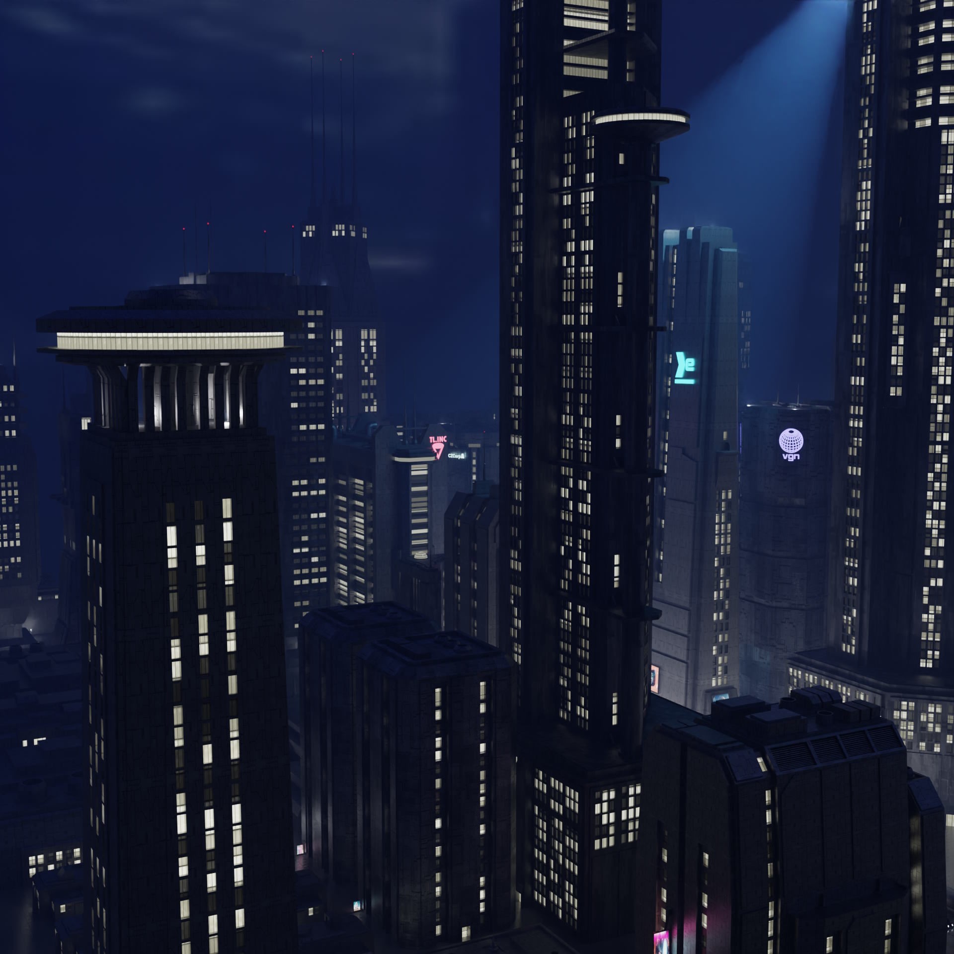 Cyberpunk City Scene - Game-Ready 3D Model - View 9