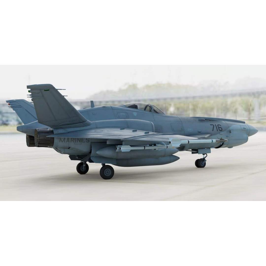 Viper F-40 Marines Jet Fighter 3D Model – Cyberpunk Aircraft, FBX & OBJ - View 4
