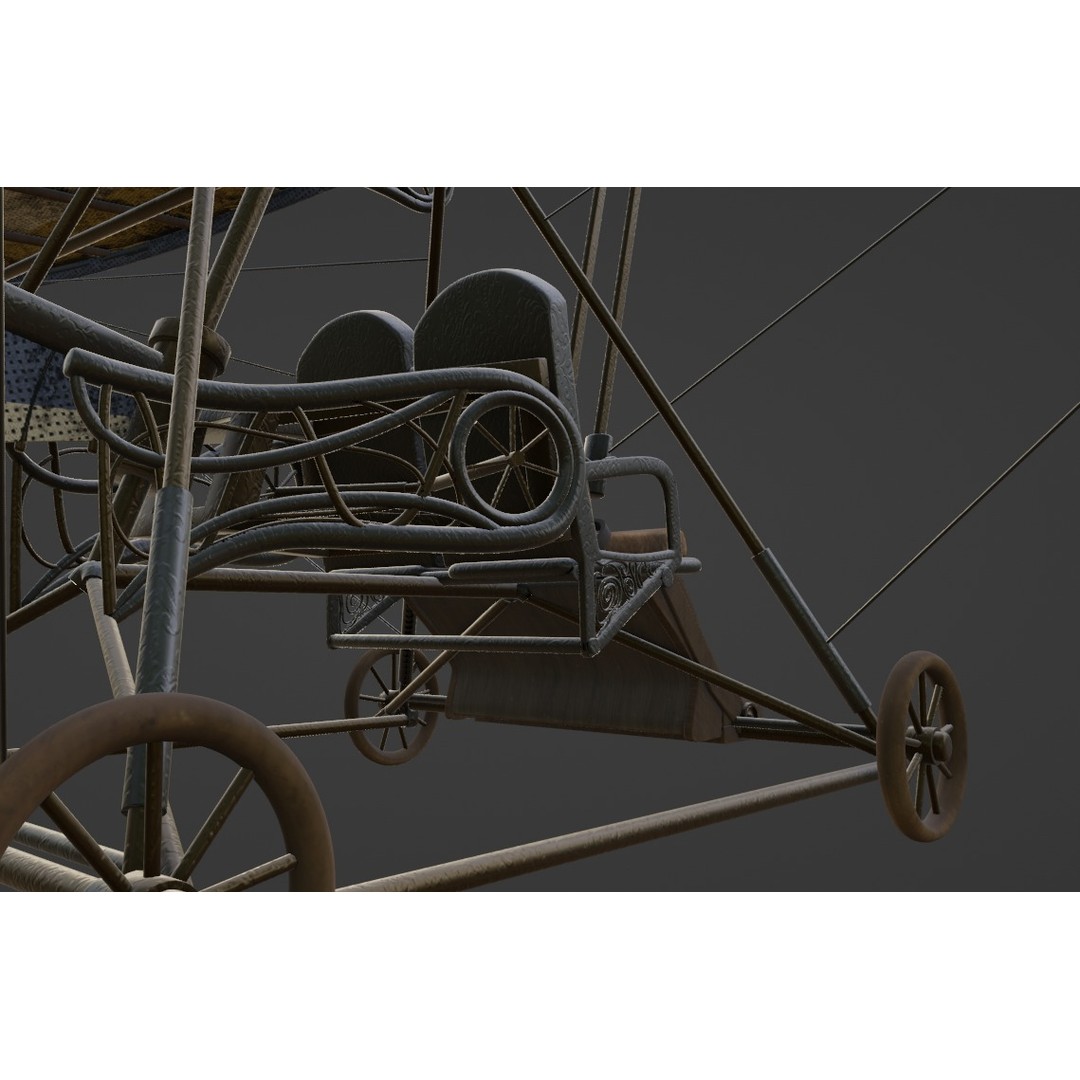Historical Hang Glider 3D Model – Low Poly Antique Aircraft, FBX - View 5