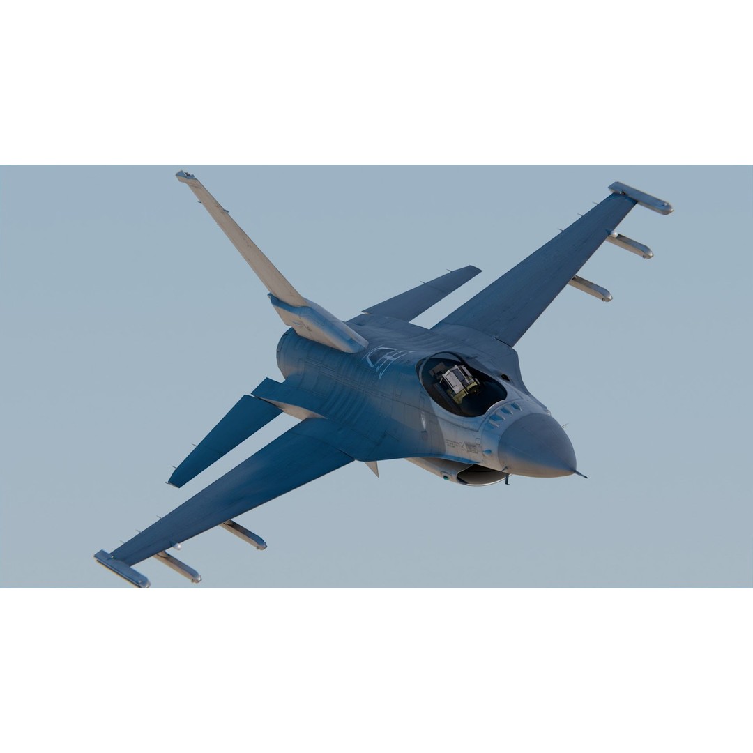 General Dynamics F-16 Fighting Falcon 3D Model – High Poly Game-Ready Asset, FBX, OBJ, Blender - View 4