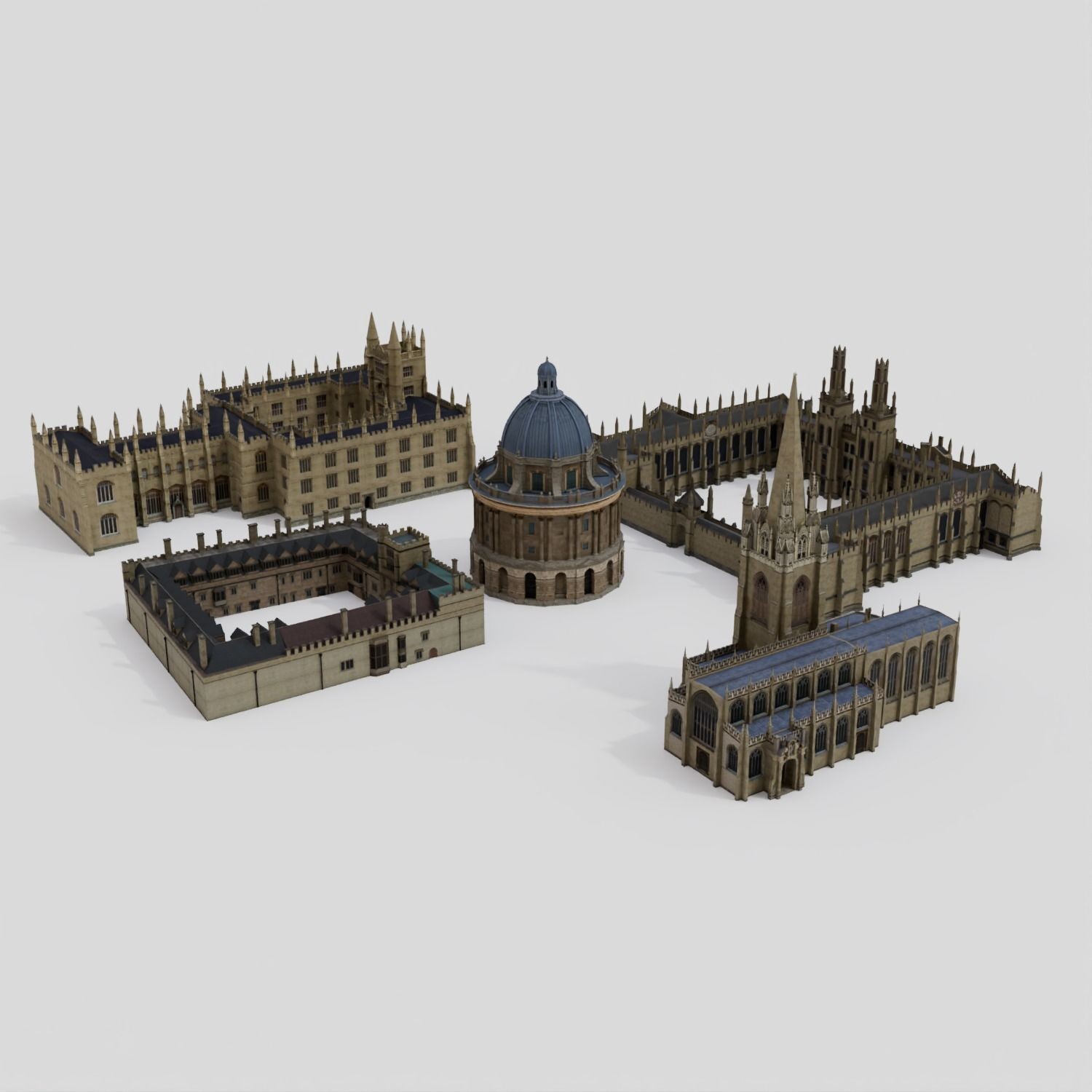 Oxford University Buildings - High-Poly Game-Ready 3D Model - View 3