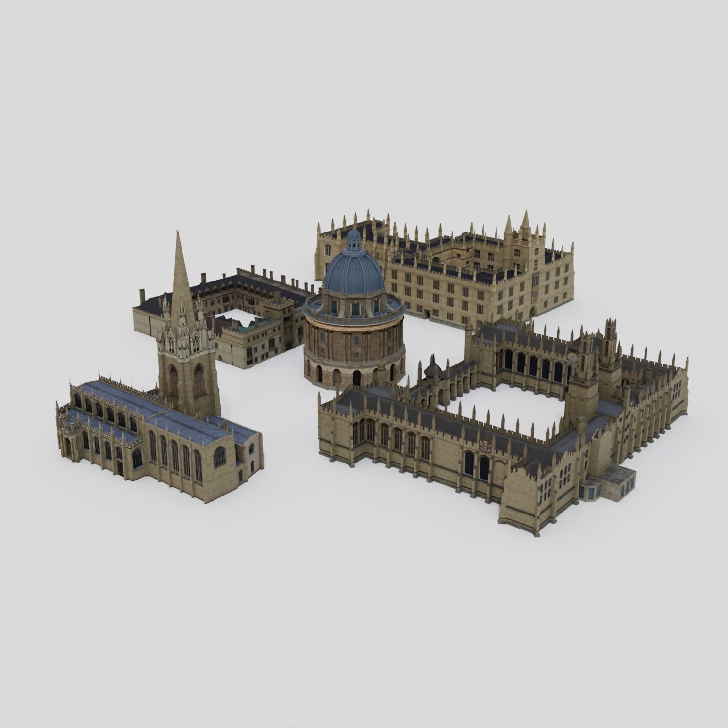 Oxford University Buildings - High-Poly Game-Ready 3D Model - View 4